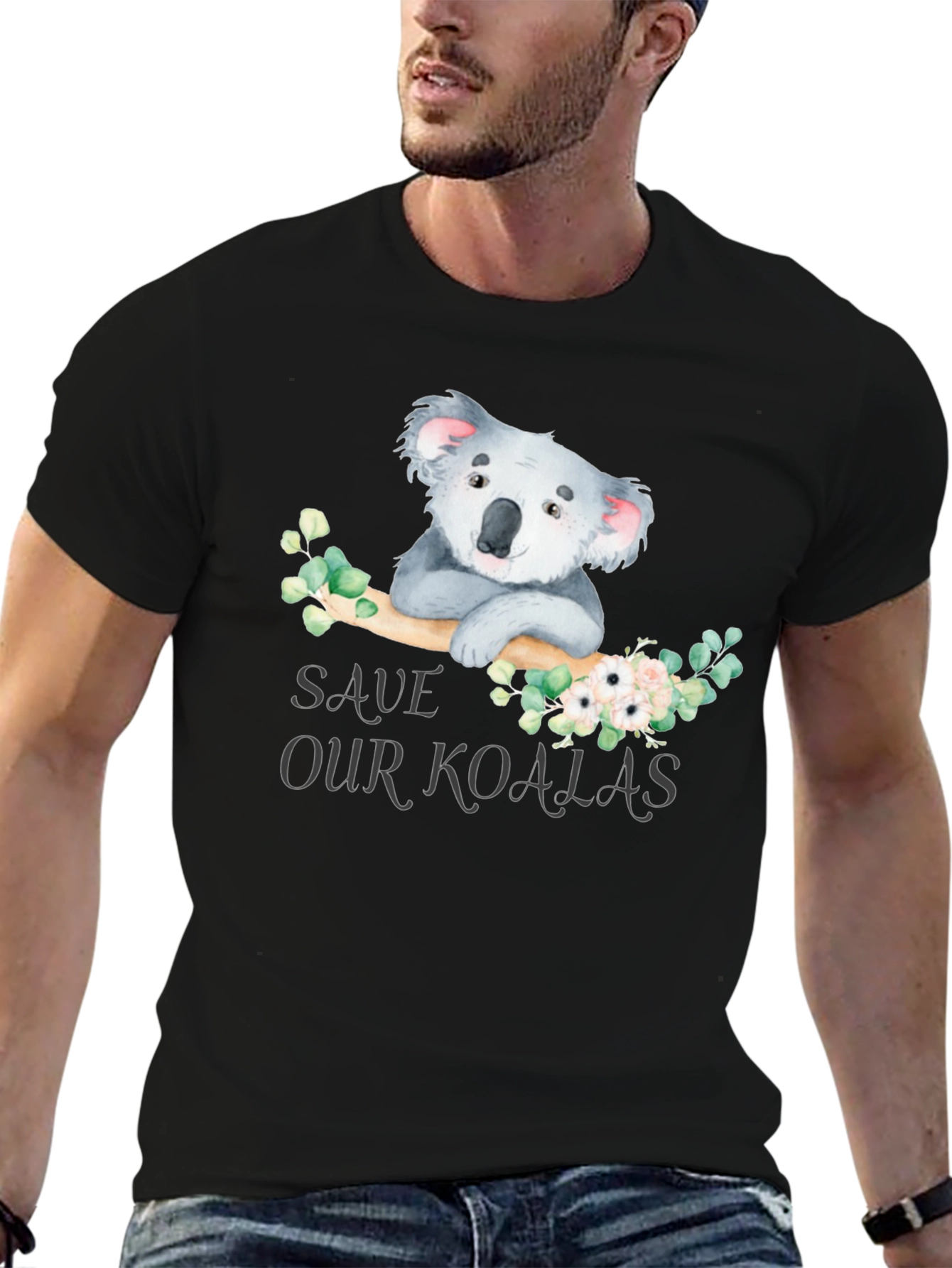 Black Save Our Koalas Graphic T-Shirt view 6