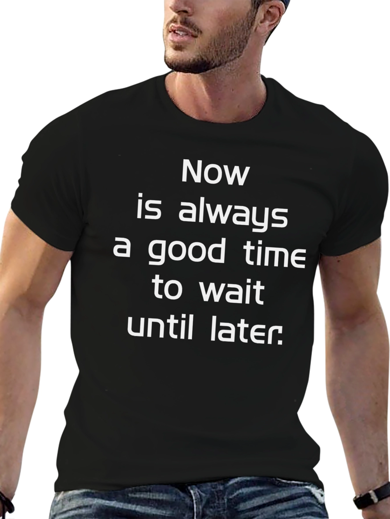 Black Procrastination T-Shirt: Now is Always a Good Time view 6