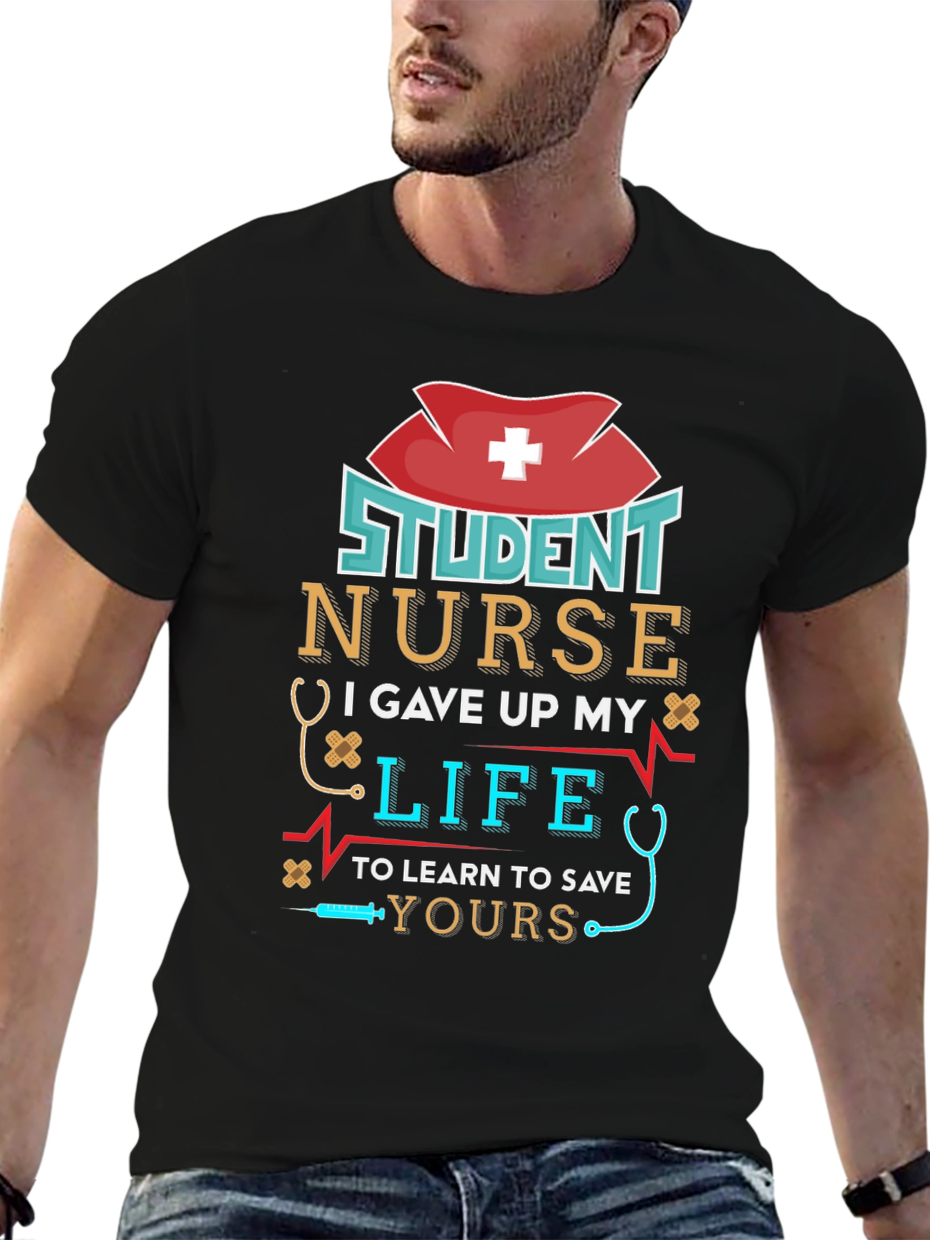 Black Student Nurse T-Shirt - I Gave Up My Life To Save Yours view 6
