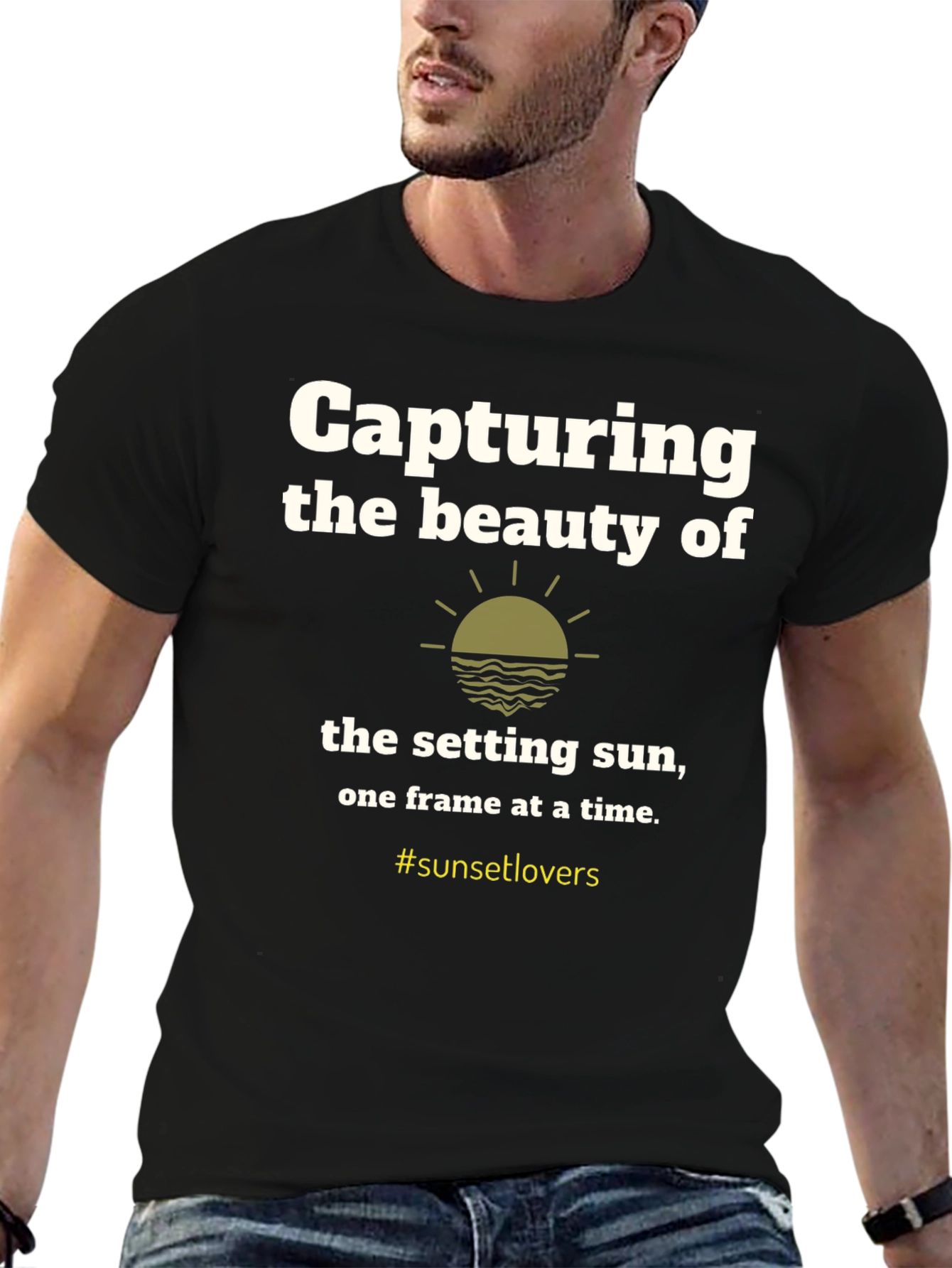 Black Sunset Lovers Graphic T-Shirt - Capturing Beauty Tee view 6