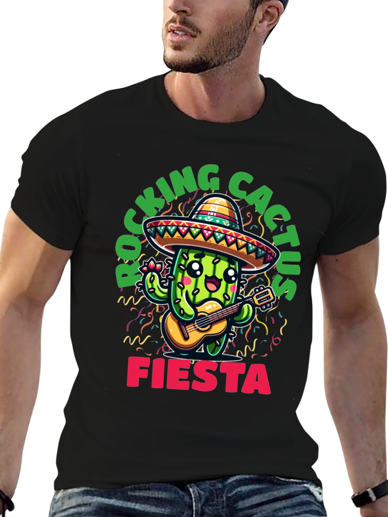 Black Rocking Cactus Fiesta T-Shirt view 6