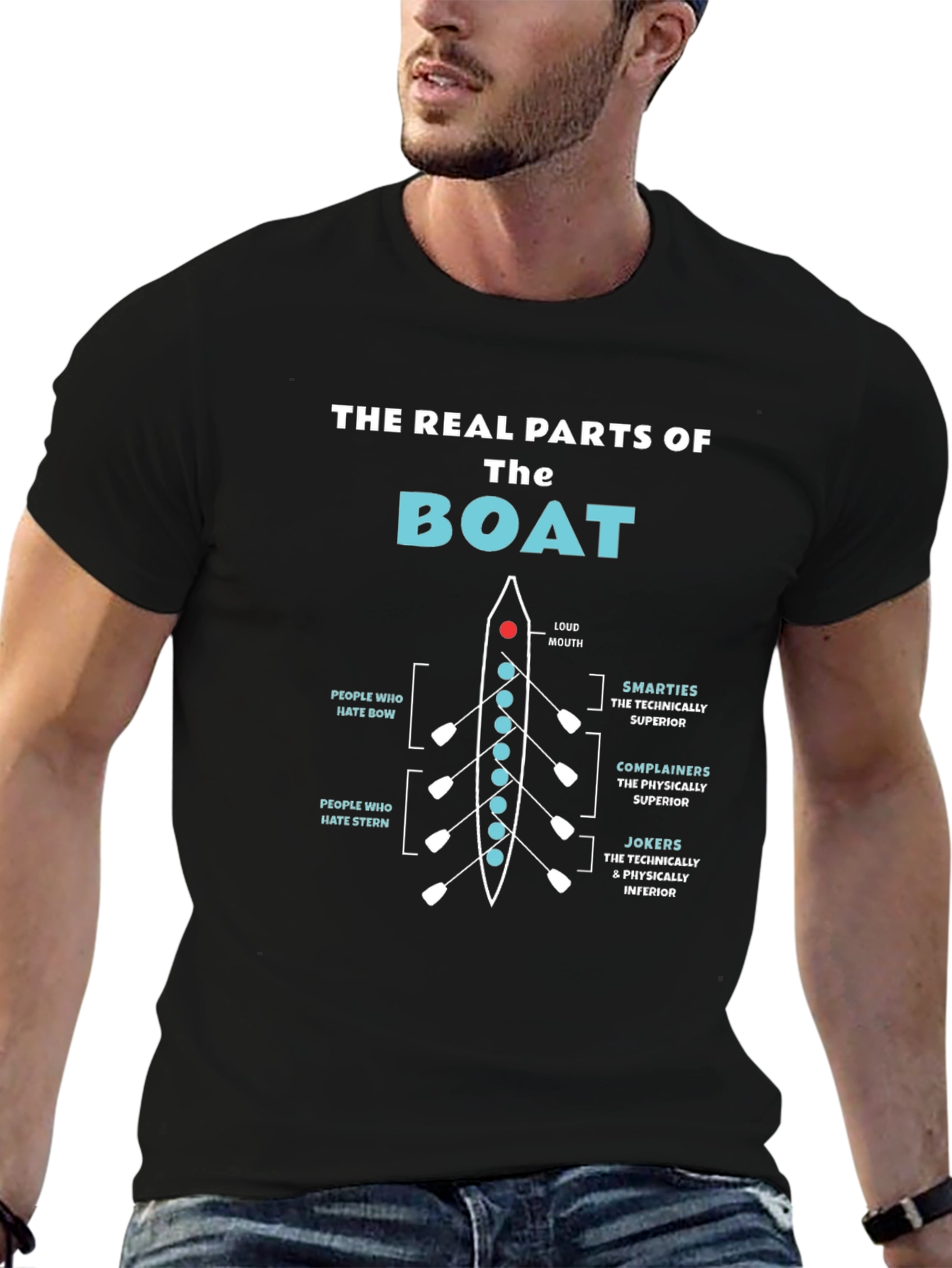 Black The Real Parts of The Boat Funny Rowing T-Shirt view 6