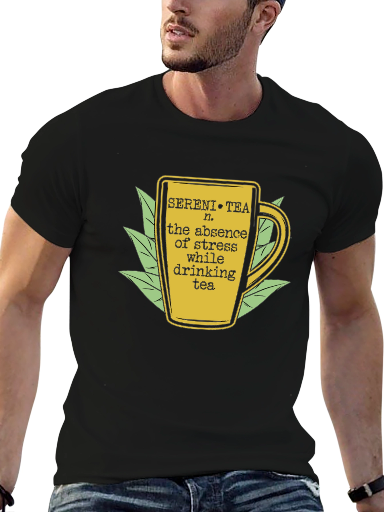Black Sereni Tea T-Shirt: Find Your Zen view 6