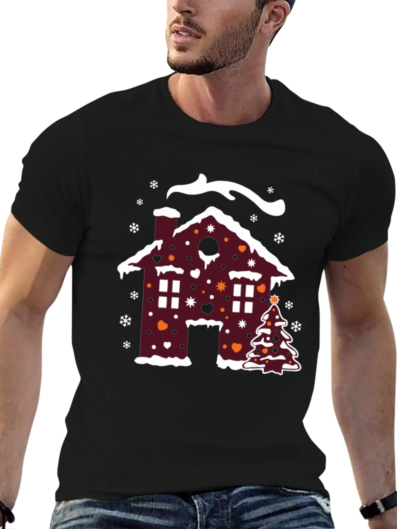 Festive Holiday Gingerbread House Christmas T-Shirt - 6