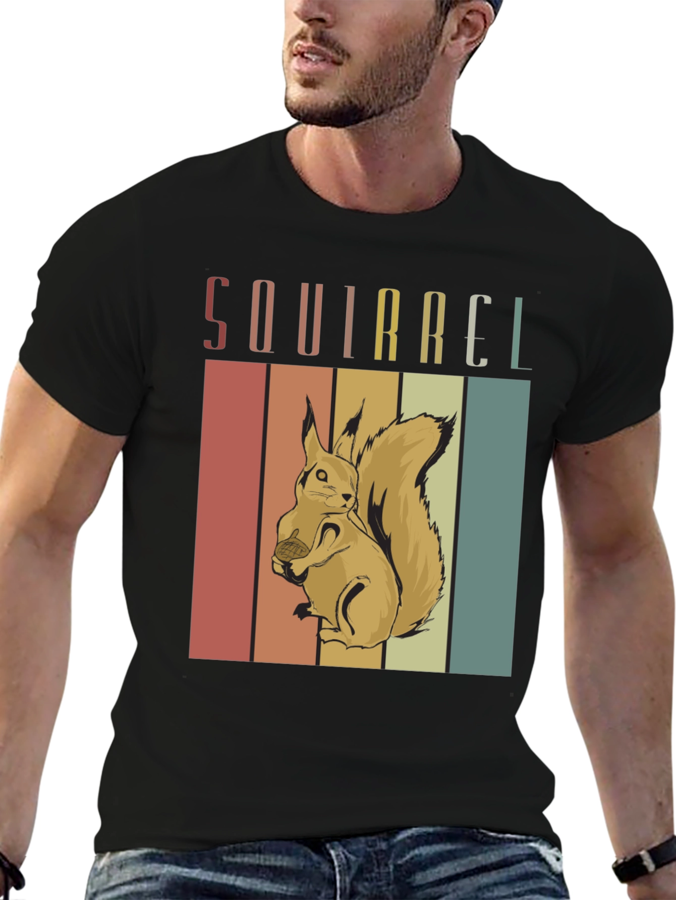 Black Retro Squirrel Graphic T-Shirt - Vintage Style view 6