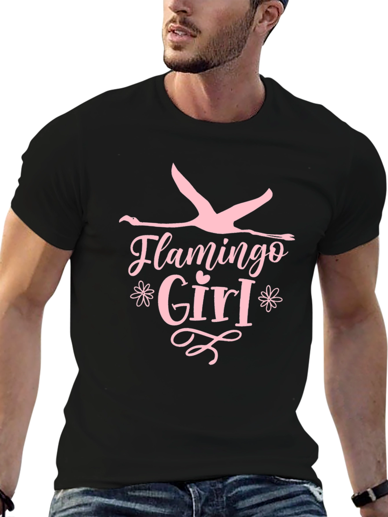 Black Flamingo Girl Black T-Shirt view 6