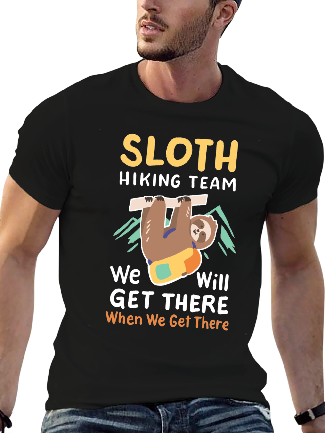 Black Sloth Hiking Team T-Shirt - Funny Adventure Tee view 6