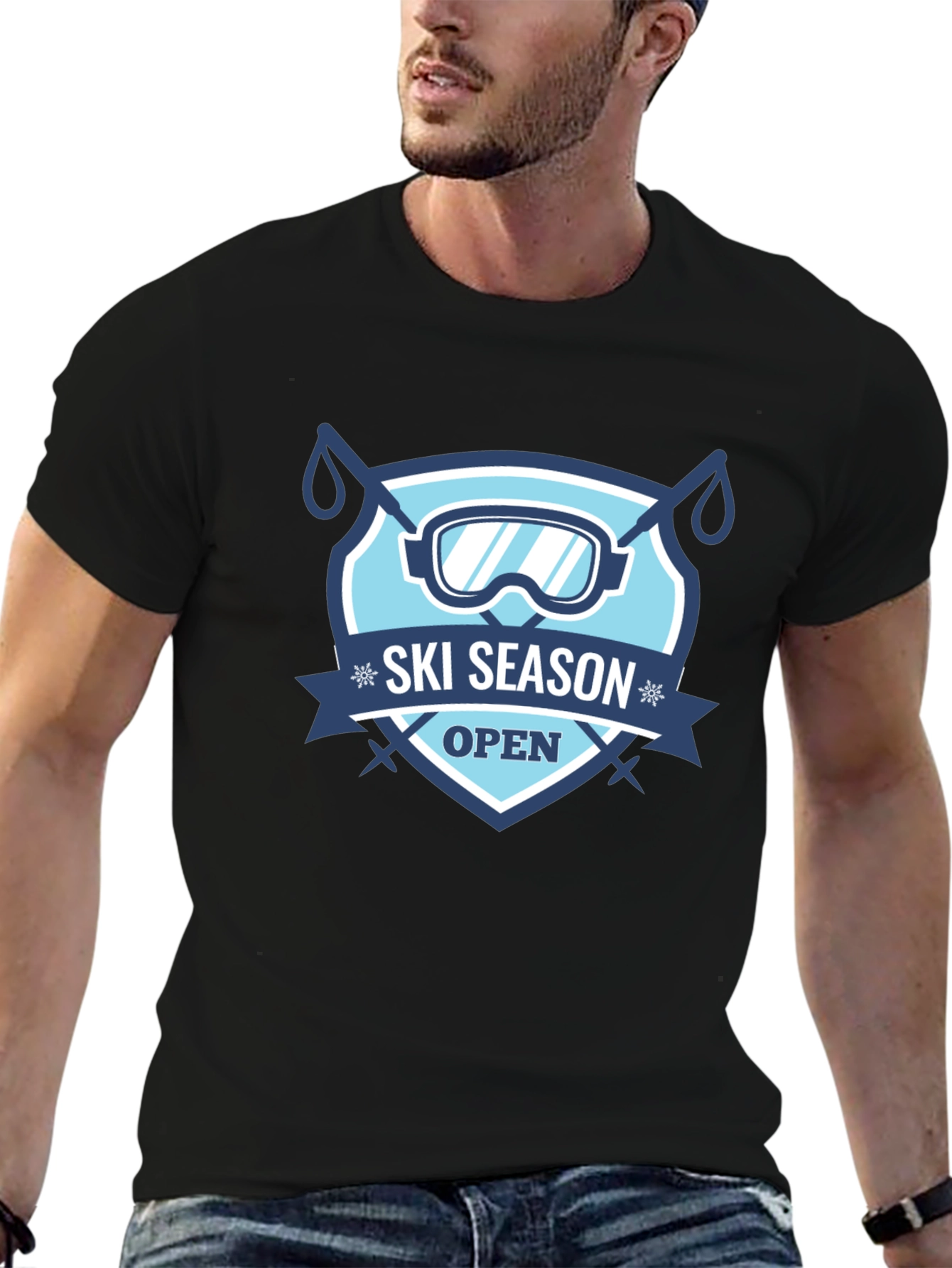 Black Ski Season Open Black T-Shirt view 6