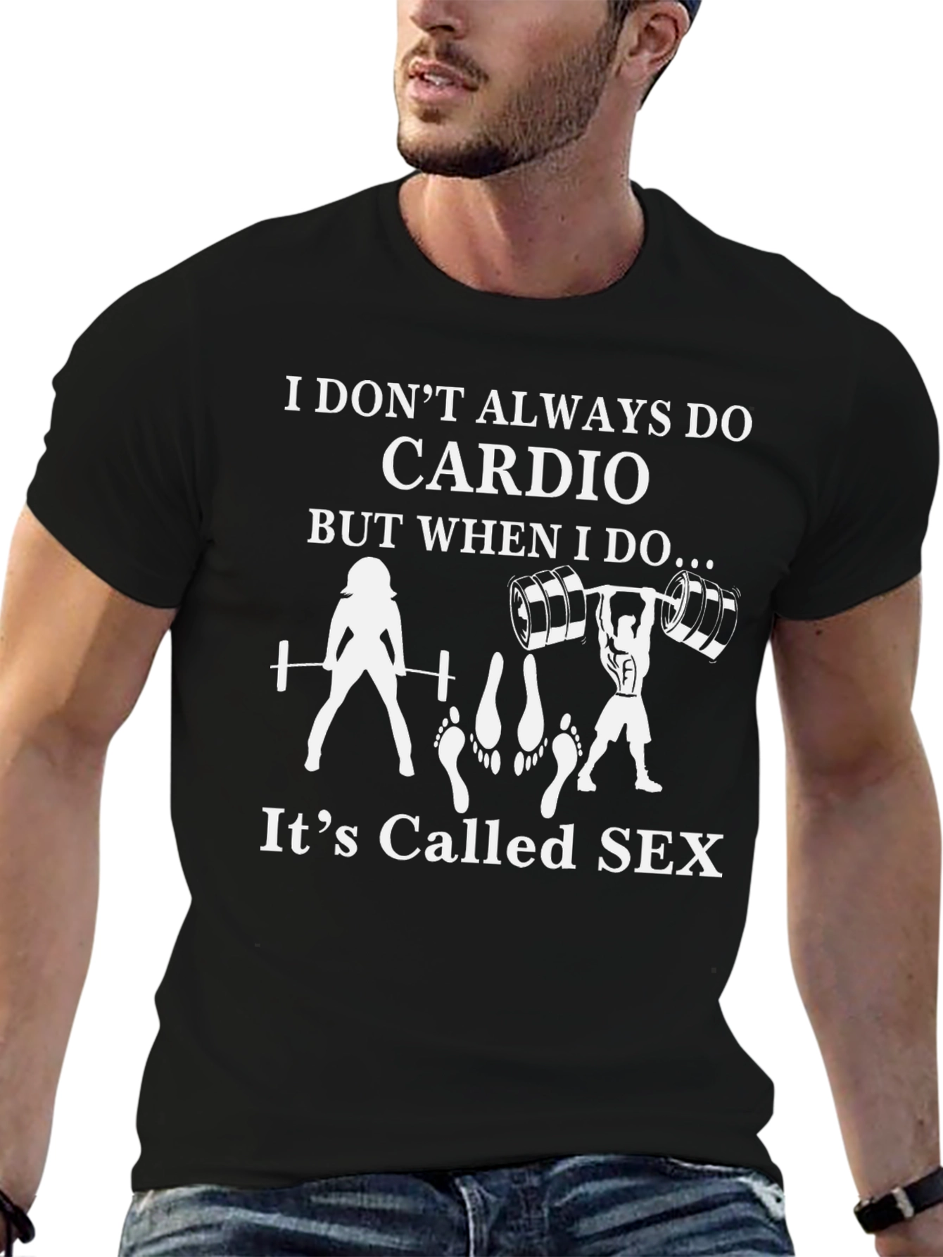 Black Funny Gym Workout Cardio T-Shirt - It's Called Sex view 6