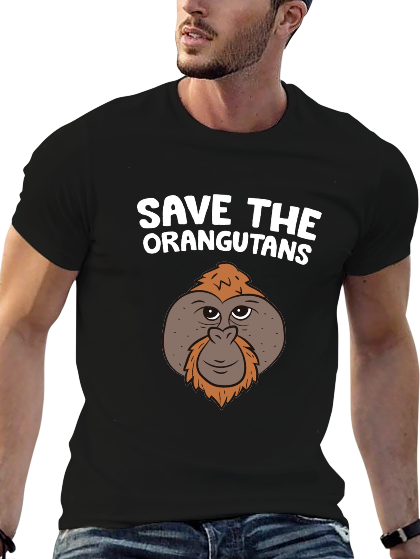 Black Save the Orangutans Graphic T-Shirt view 6
