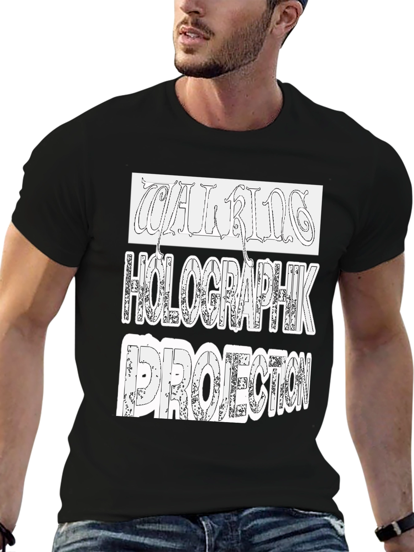 Black Holographik Projection Black T-Shirt view 6
