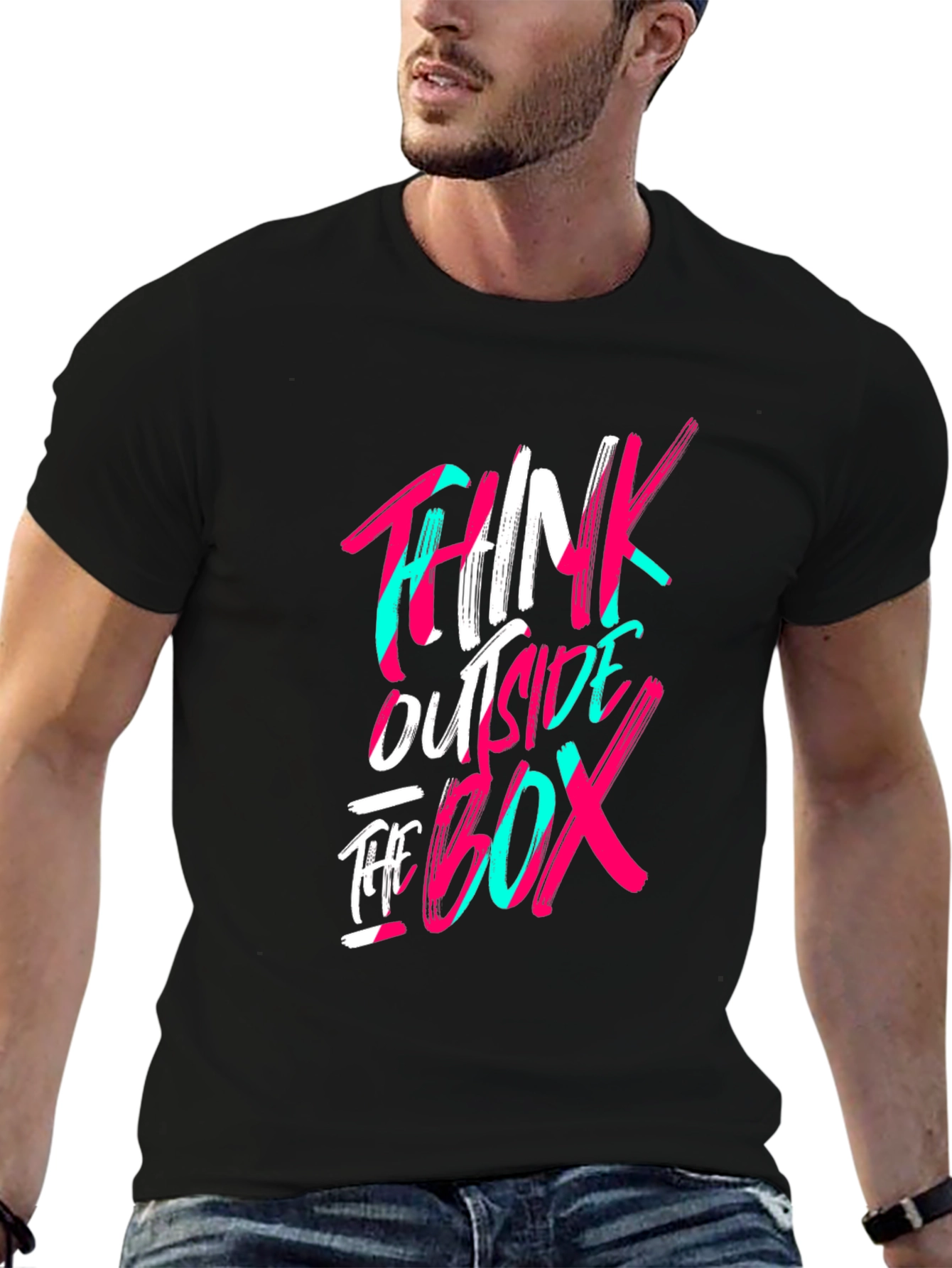 Black Think Outside the Box Graphic Tee view 6