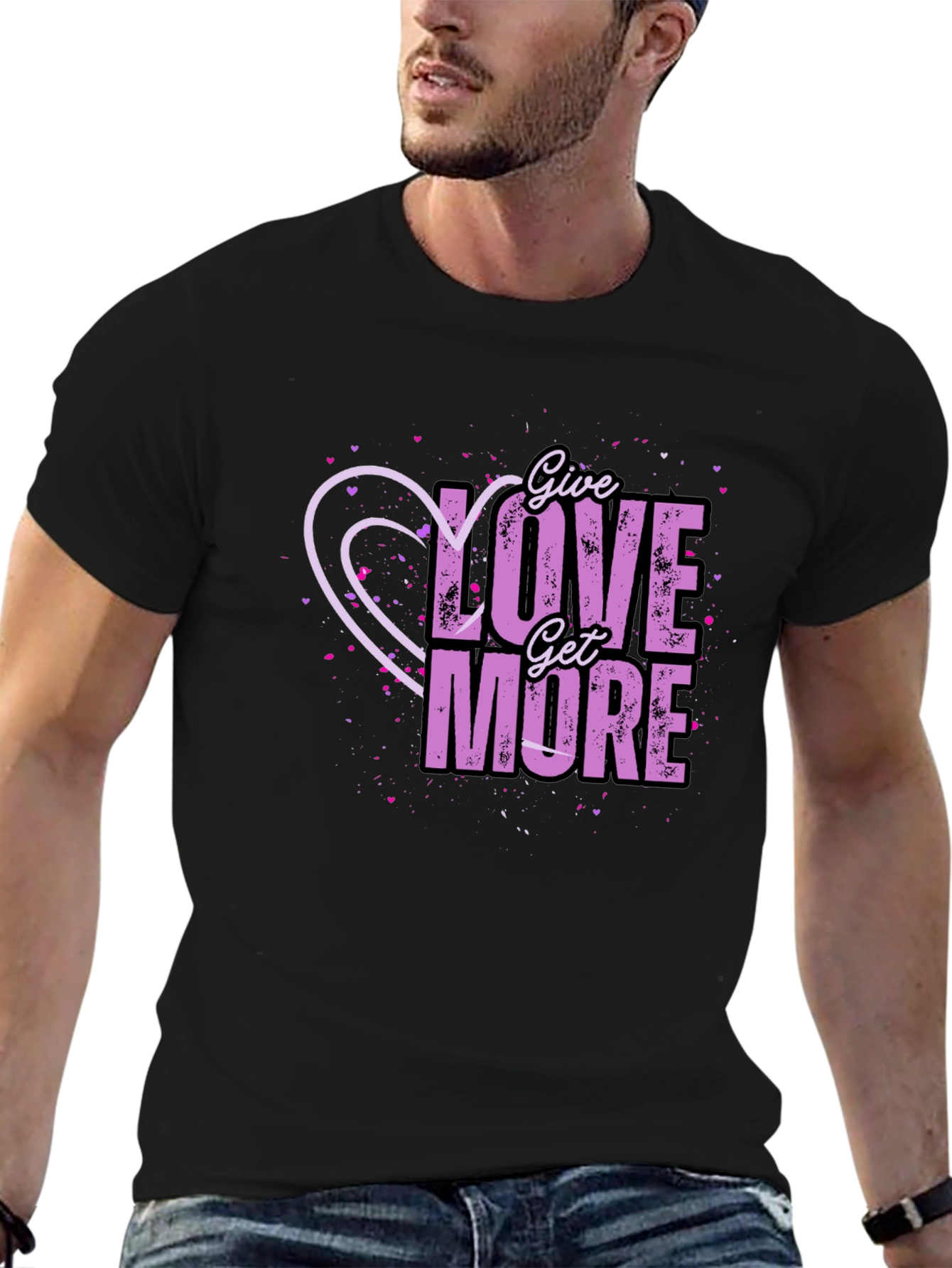 Black Give Love Get More Graphic T-Shirt view 6
