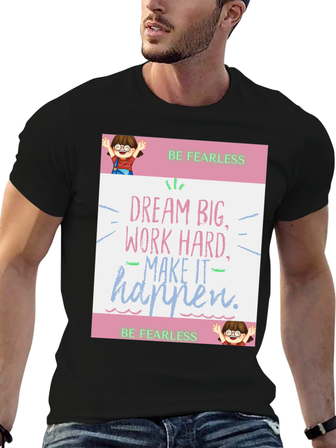 Black Be Fearless Graphic Tee - Dream Big view 6