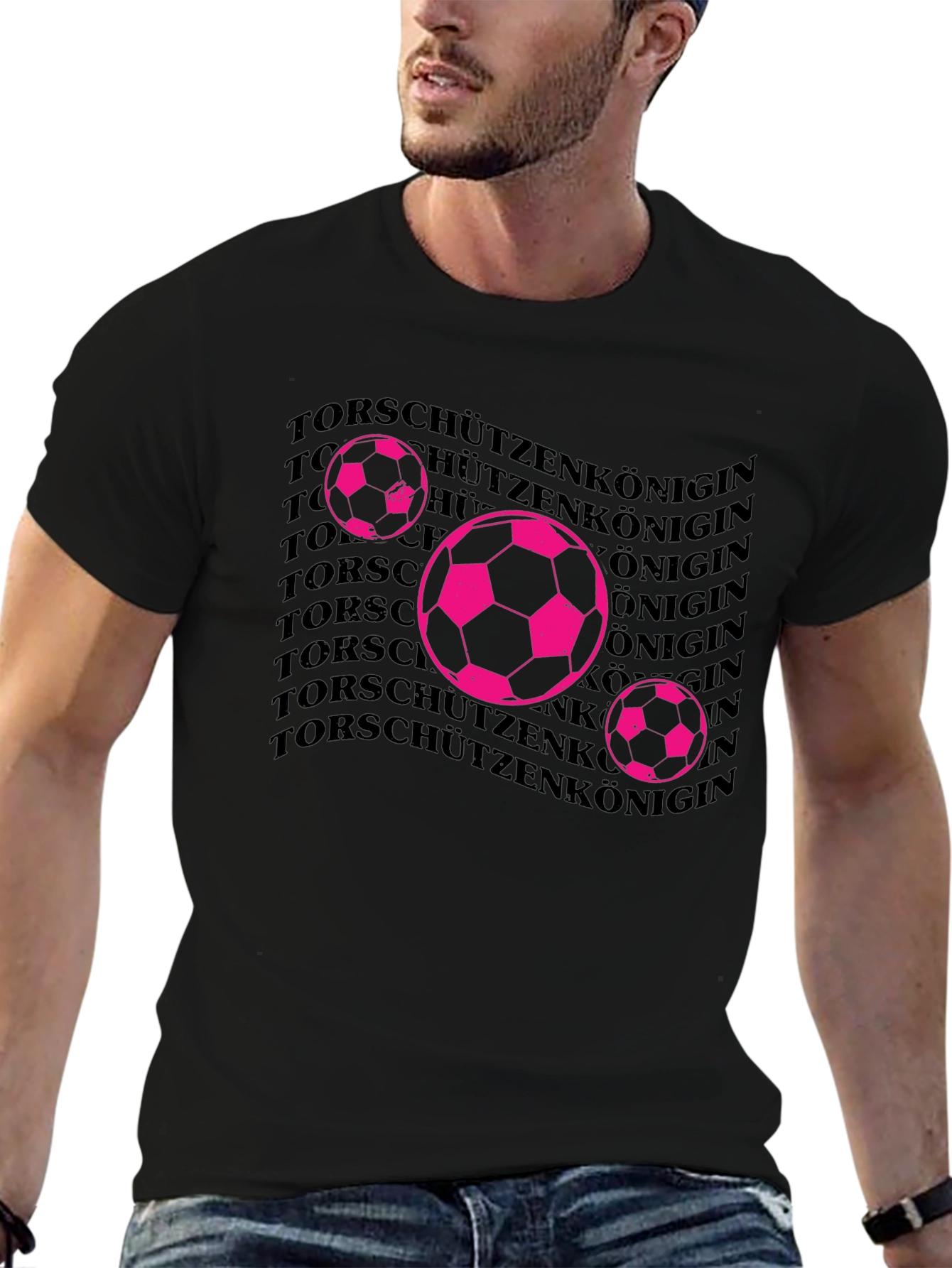 Black Soccer Queen Graphic Tee - Black Cotton T-Shirt view 6