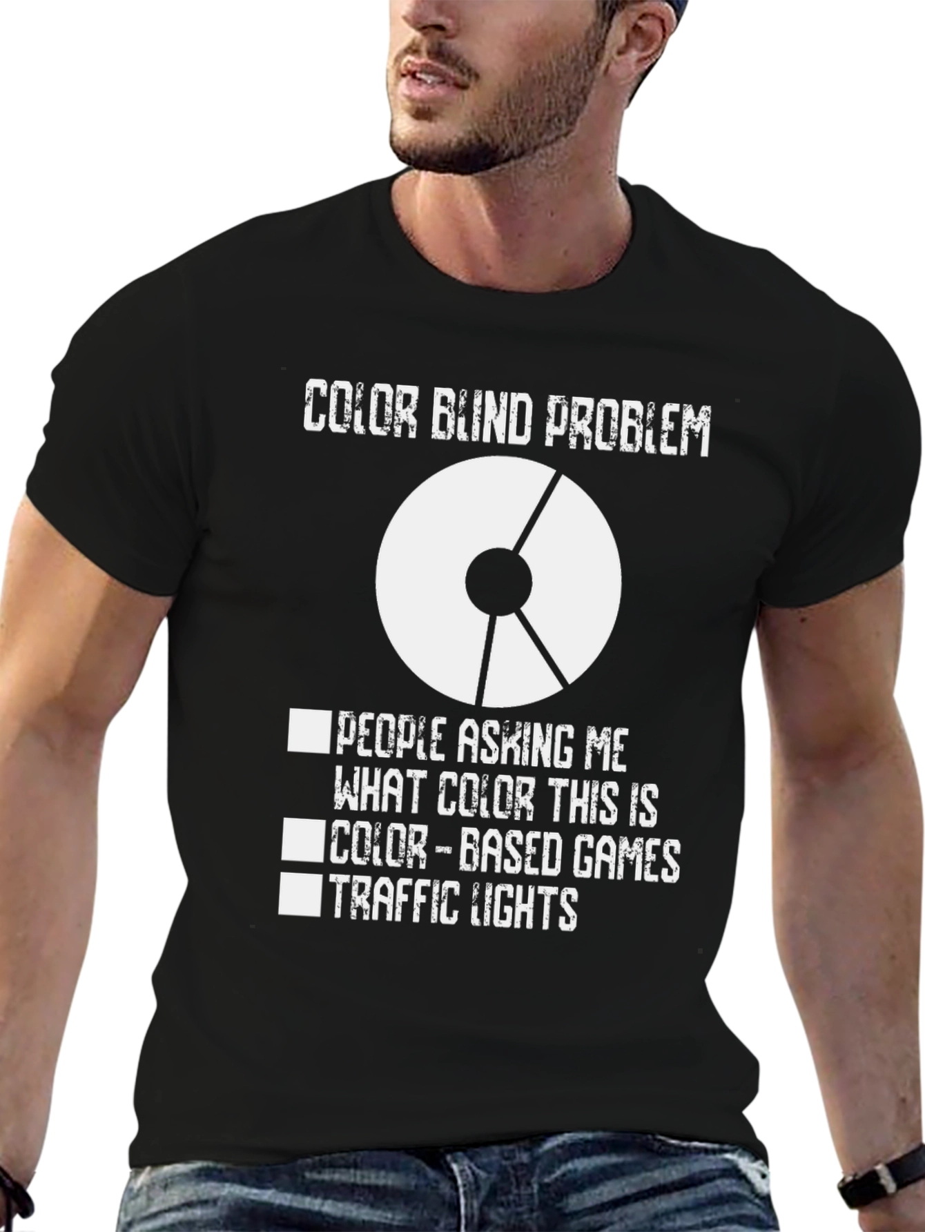 Black Color Blindness T-Shirt - Unique Graphic Tee view 6