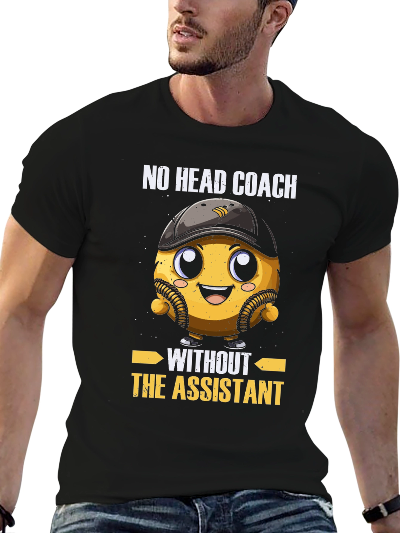 Black Funny Baseball Assistant Coach T-Shirt view 6