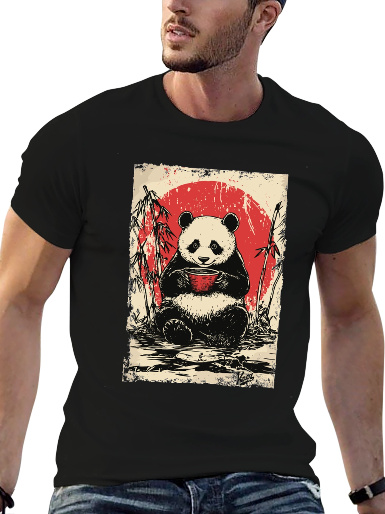 Black Panda Tea T-Shirt - Cute Asian Design view 6