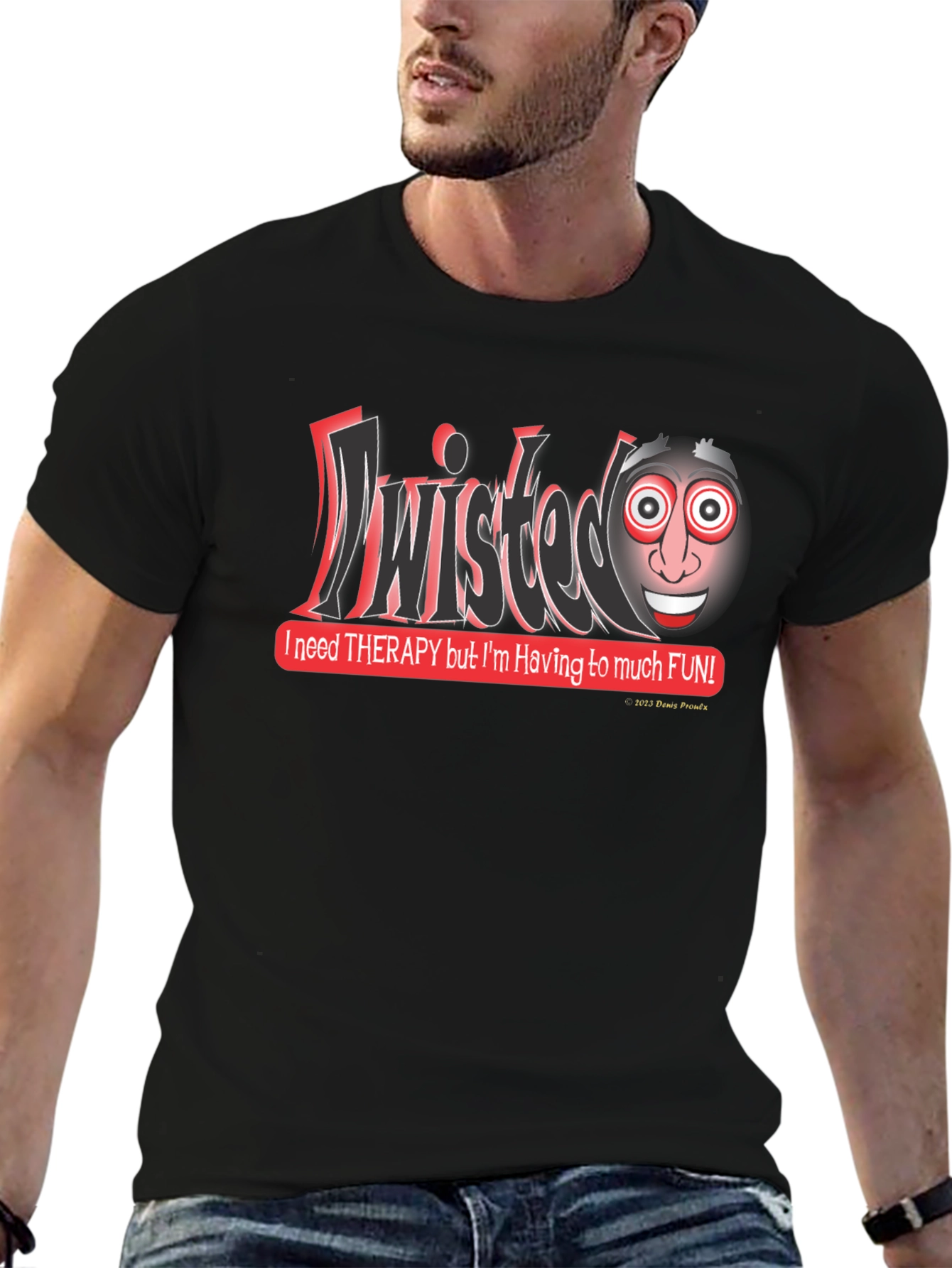 Black Twisted Humor Graphic T-Shirt - Funny Therapy Saying Tee view 6
