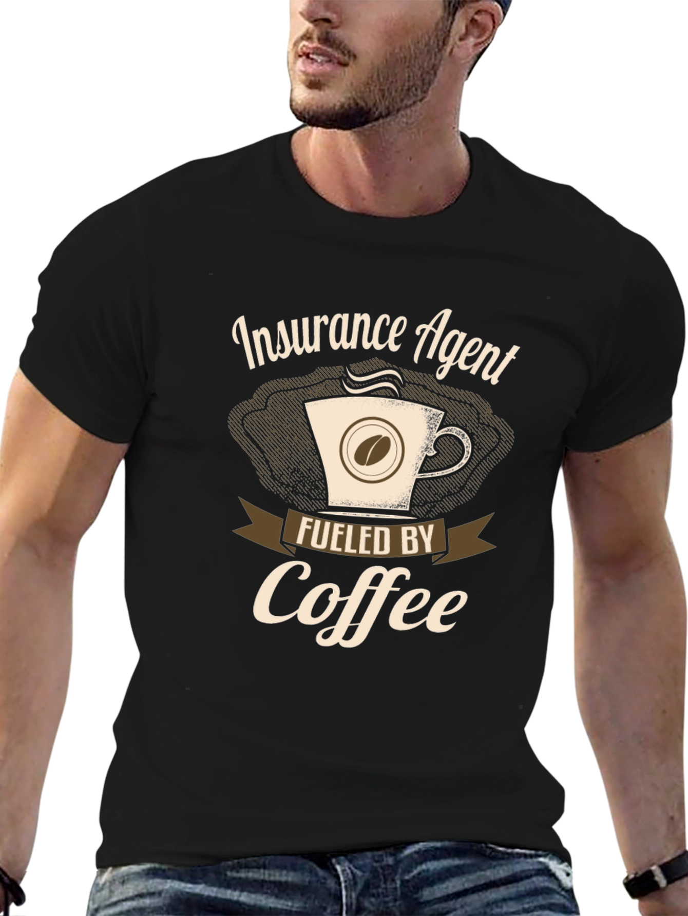 Black Insurance Agent Fueled By Coffee T-Shirt view 6
