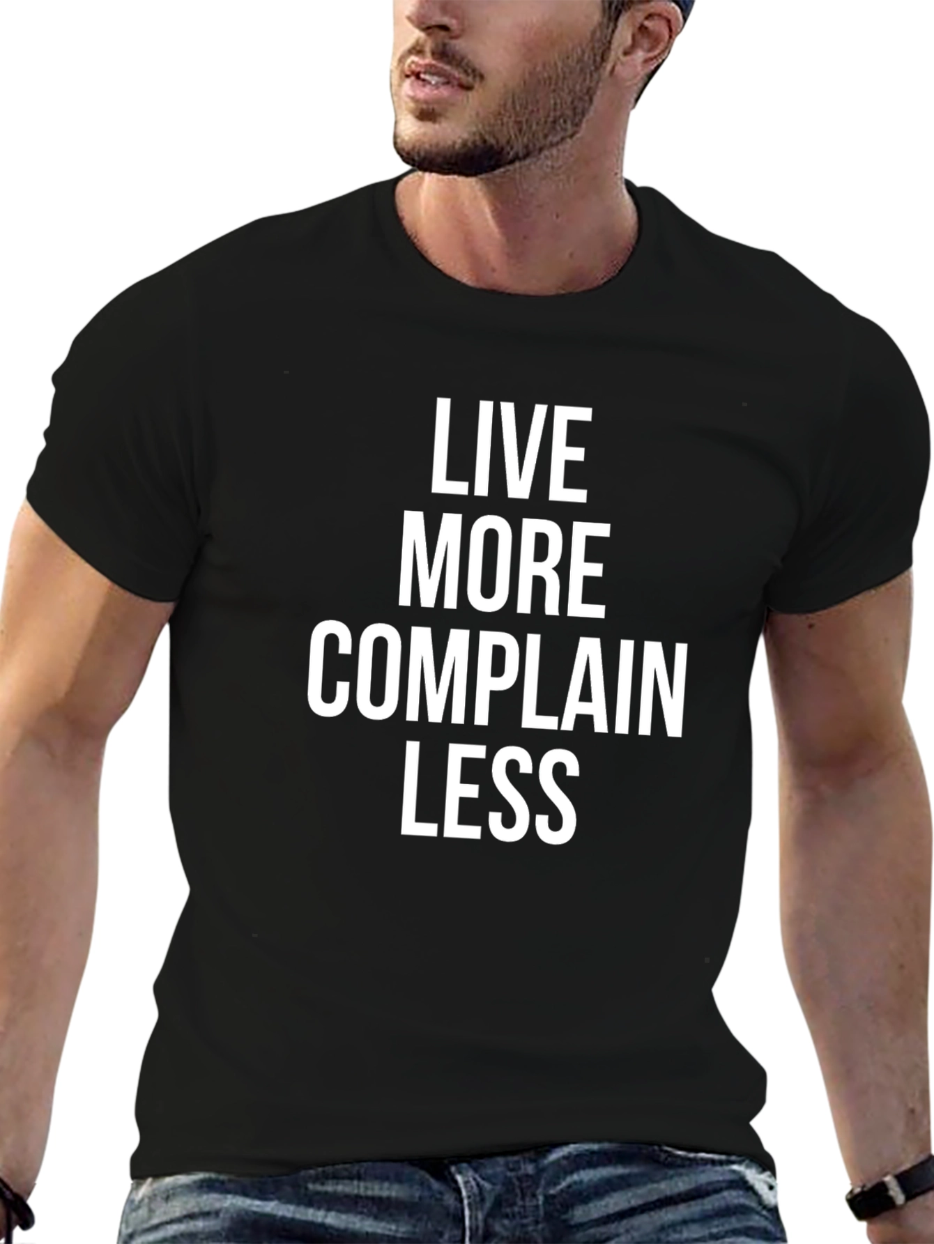 Black Live More Complain Less Graphic Tee view 6