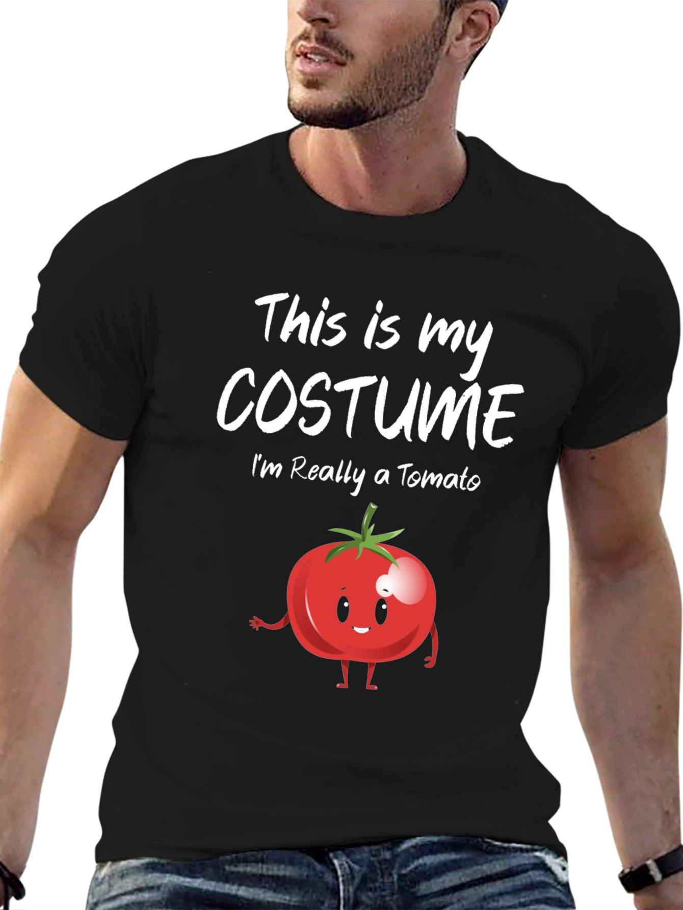 Black Funny Tomato Costume T-Shirt view 6