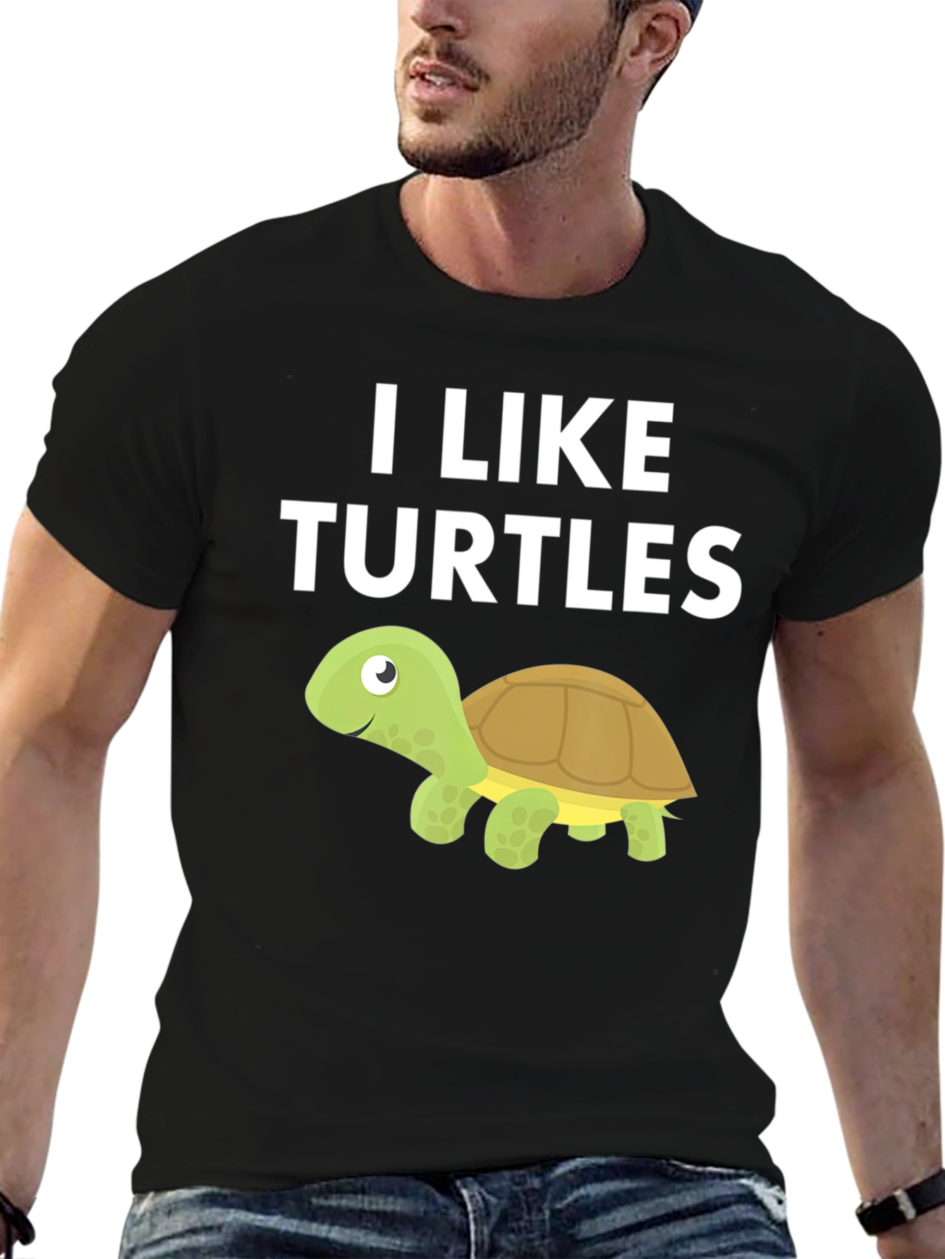Black I Like Turtles Graphic T-Shirt - Fun & Unique Design view 6