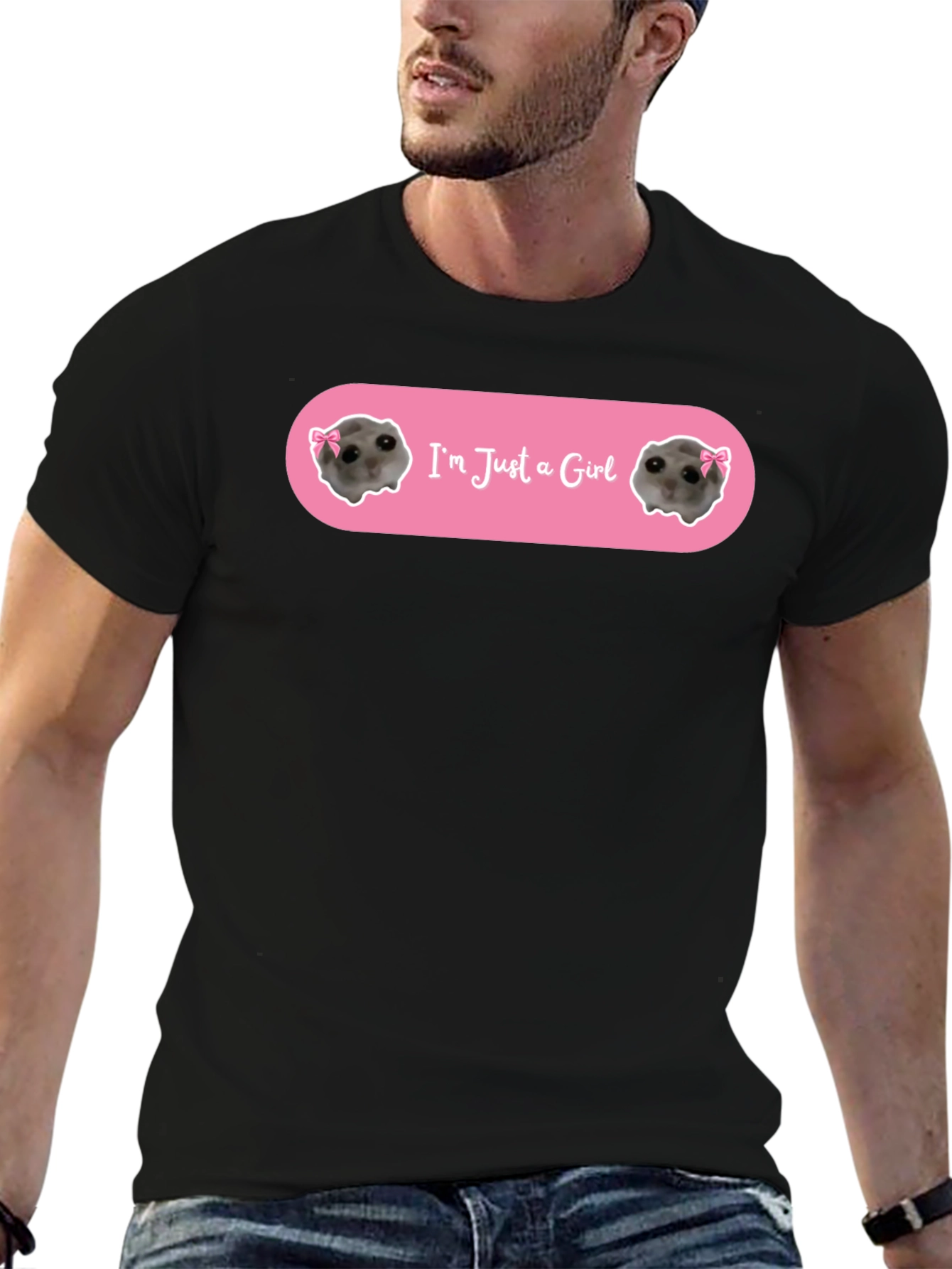 Black I'm Just a Girl T-Shirt - Funny Meerkat Tee view 6