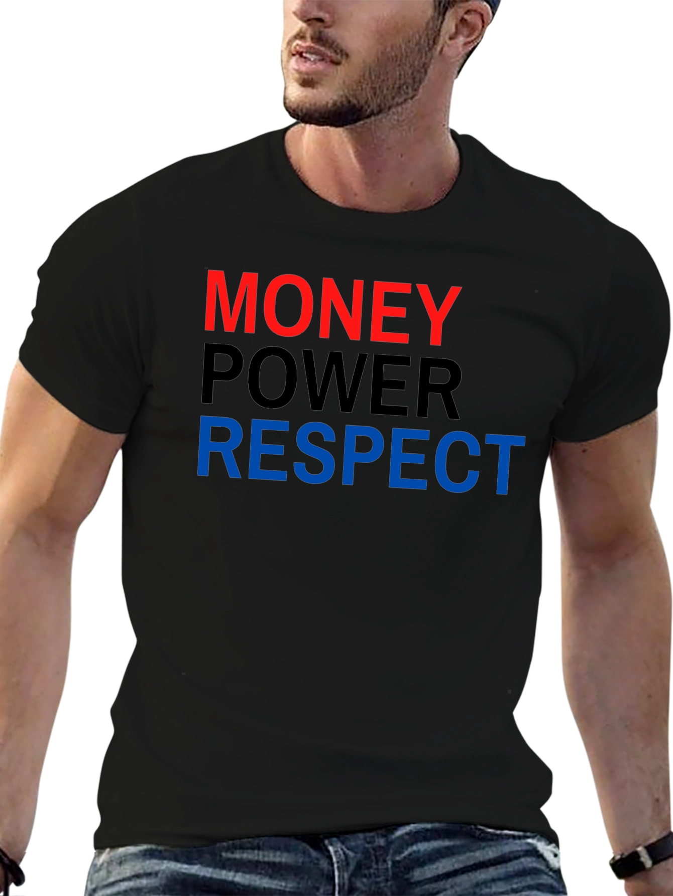 Black Money Power Respect Graphic Tee view 6
