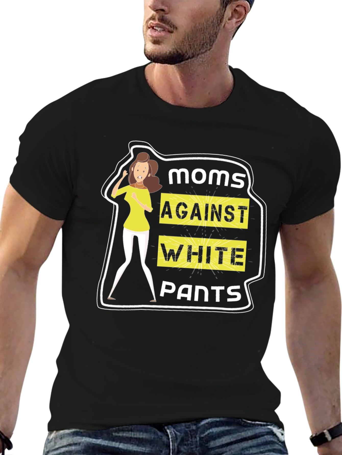 Black Moms Against White Pants Graphic Tee view 6