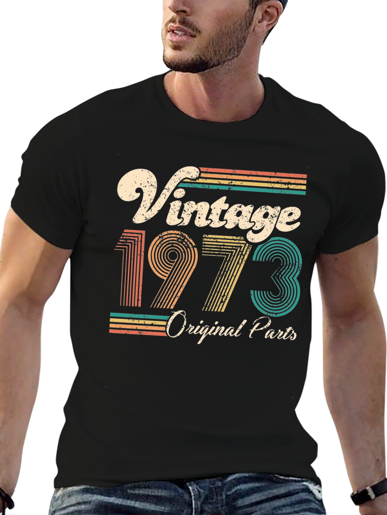 Black Vintage 1973 Original Parts Graphic T-Shirt view 6