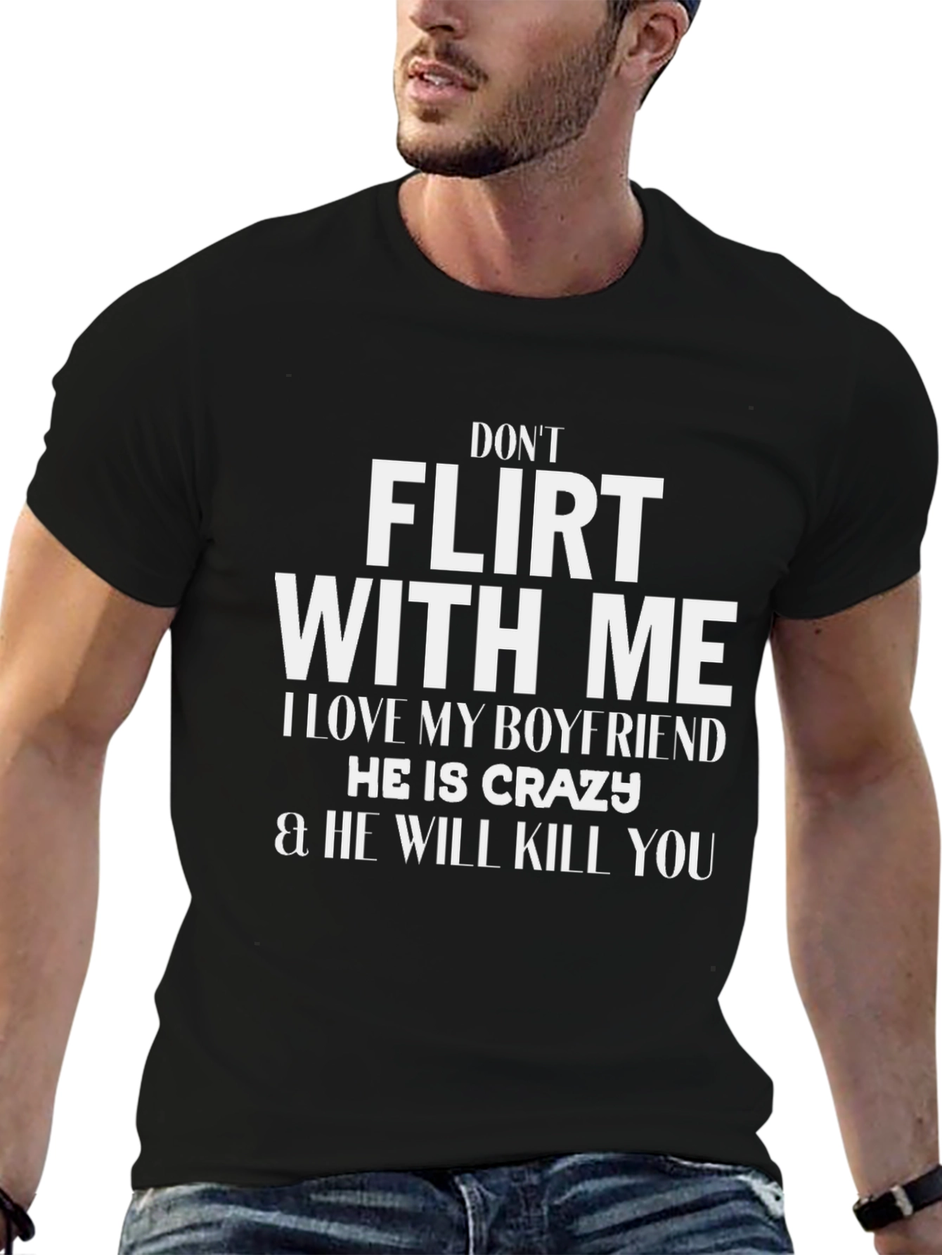 Black Don't Flirt With Me Novelty T-Shirt view 6