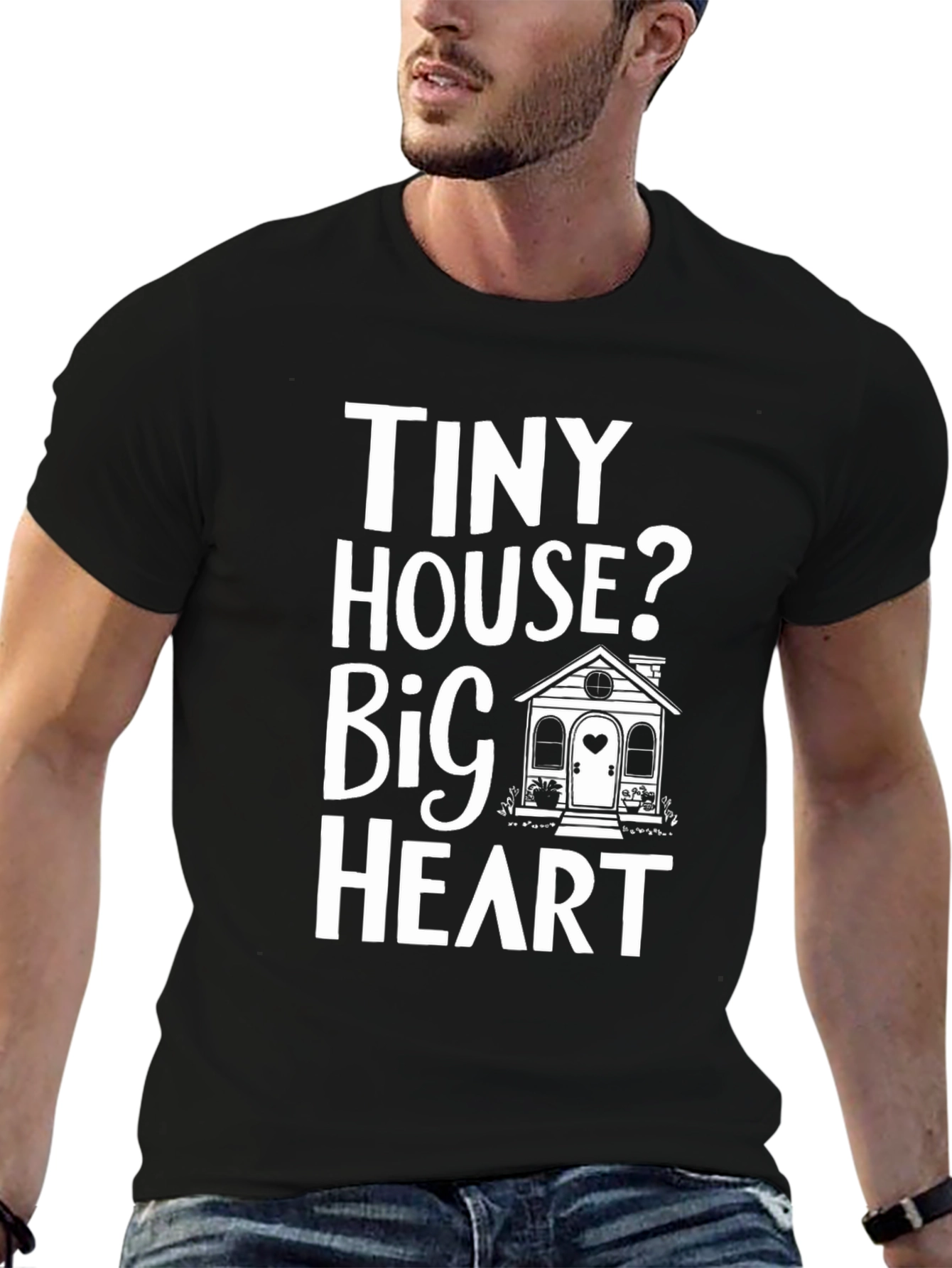 Black Tiny House Big Heart Graphic Tee view 6