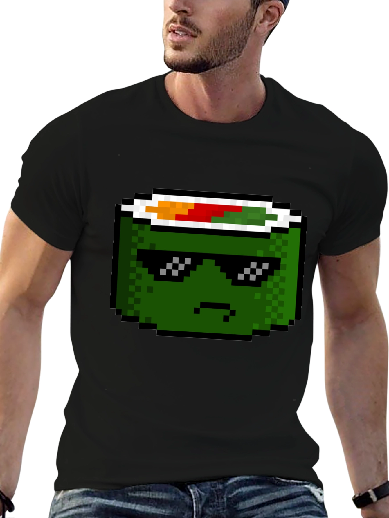 Black Pixel Sushi Roll T-Shirt - Cool Foodie Tee view 6