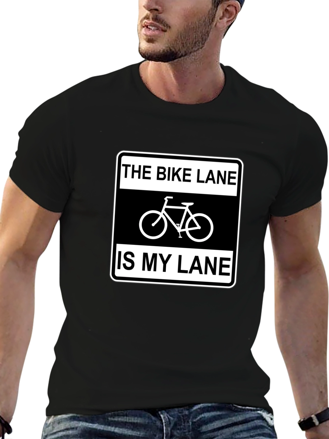 Black Bike Lane is My Lane T-Shirt - Cycling Enthusiast Tee view 6