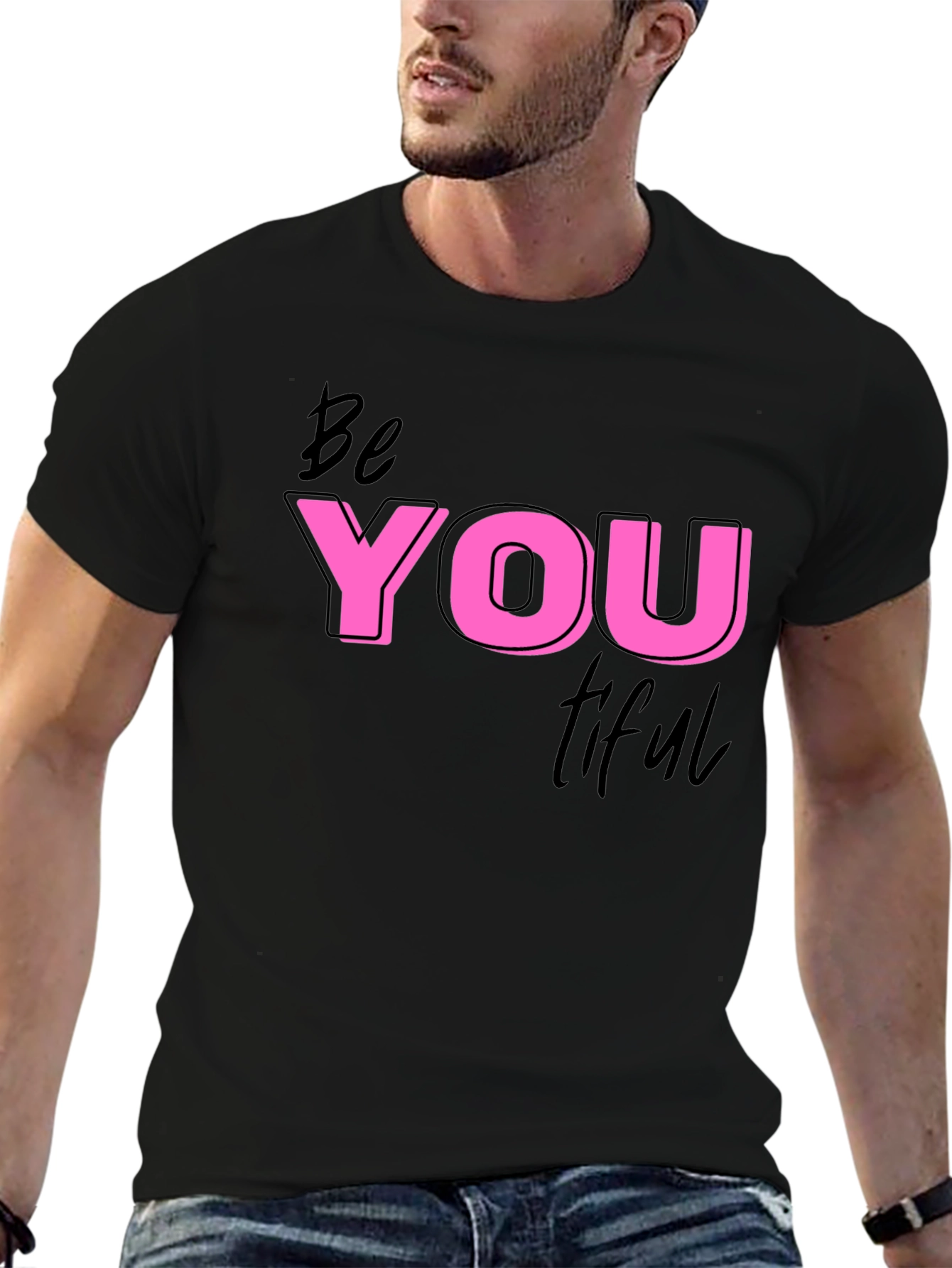 Black Be You Tiful Black Graphic Tee view 6