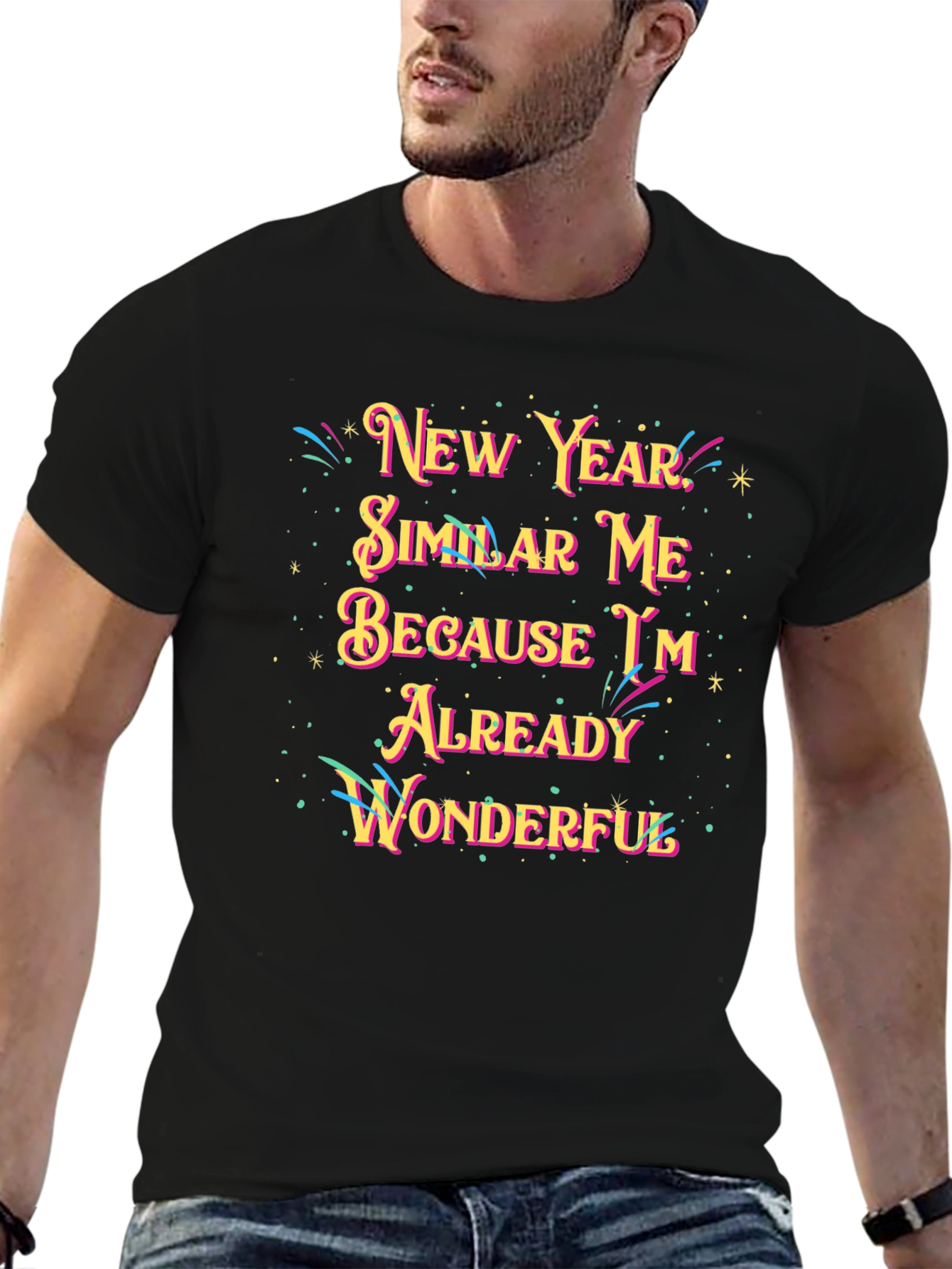 Black New Year Similar Me Wonderful Black Graphic Tee view 6