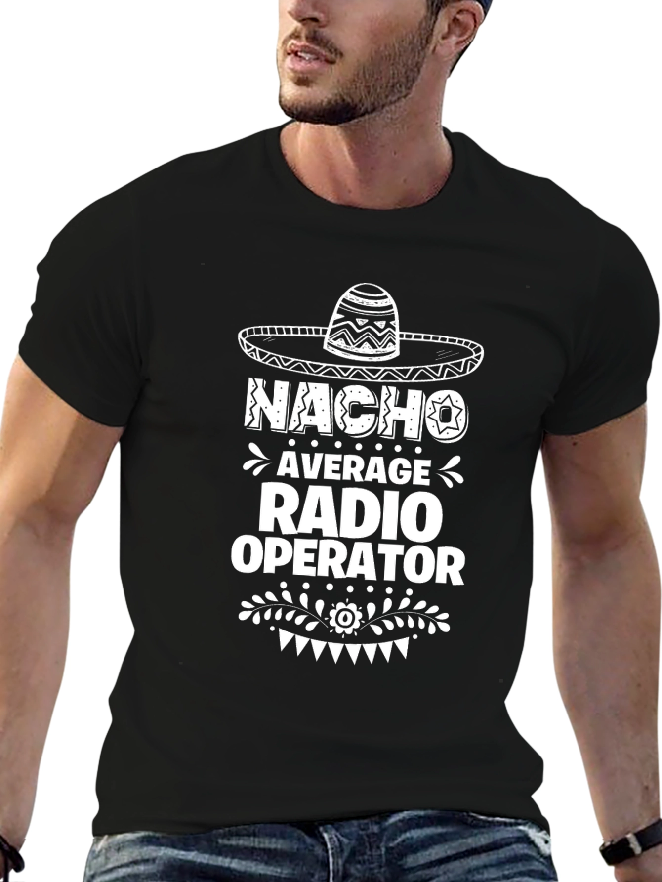 Black Nacho Average Radio Operator Graphic T-Shirt view 6