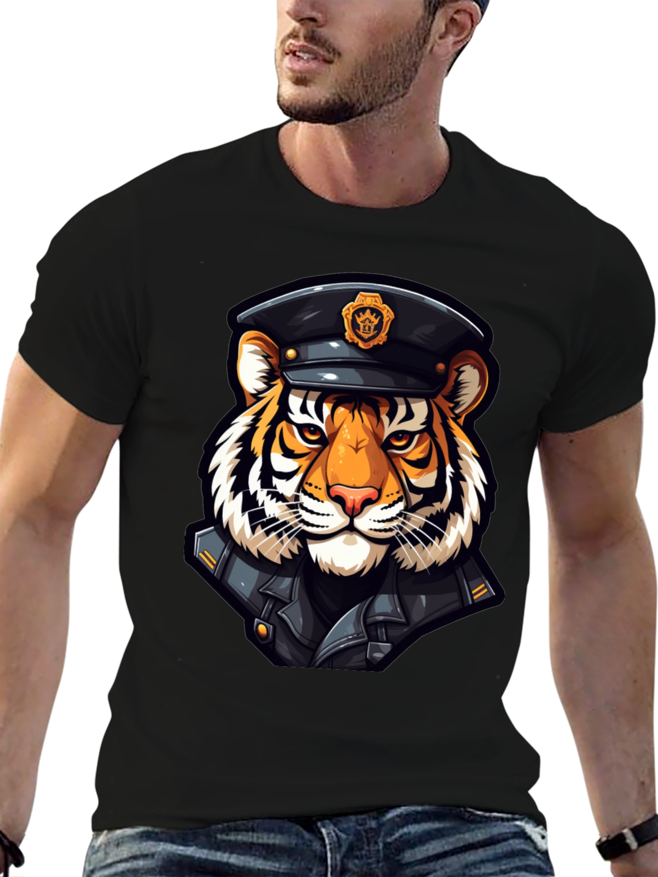 Black Tiger Officer Graphic T-Shirt view 6