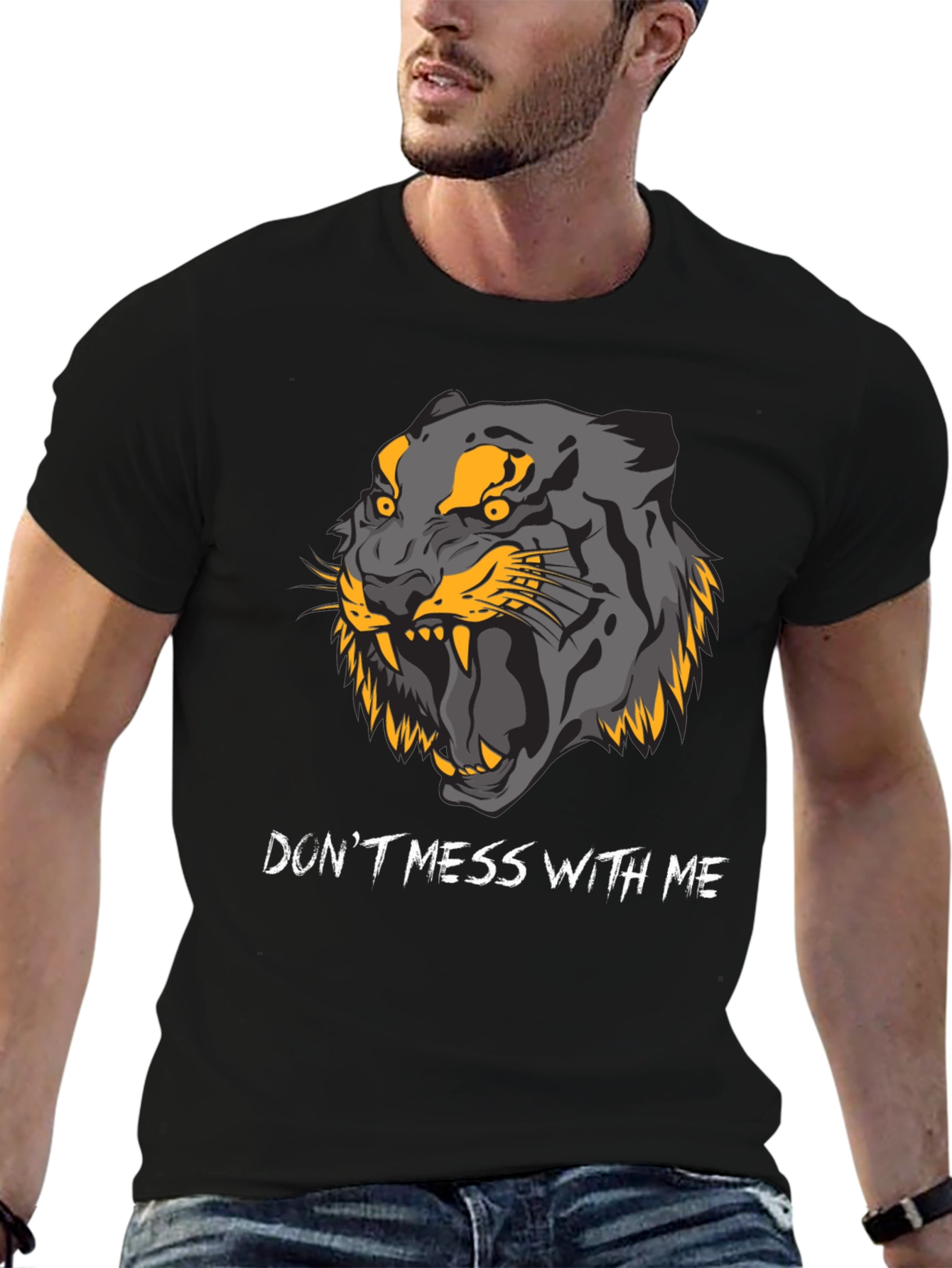 Black Don't Mess With Me Tiger Graphic Tee view 6