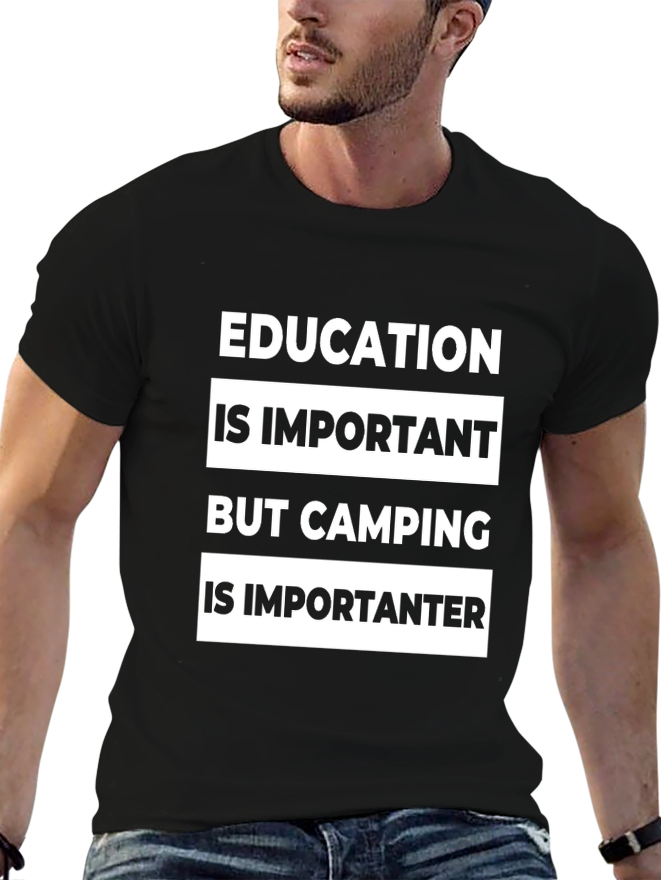 Black Camping Is Importanter Funny Graphic Tee view 6