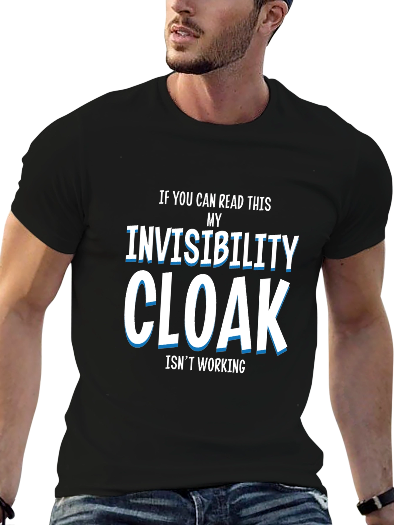 Black Invisibility Cloak T-Shirt - Funny Graphic Tee view 6