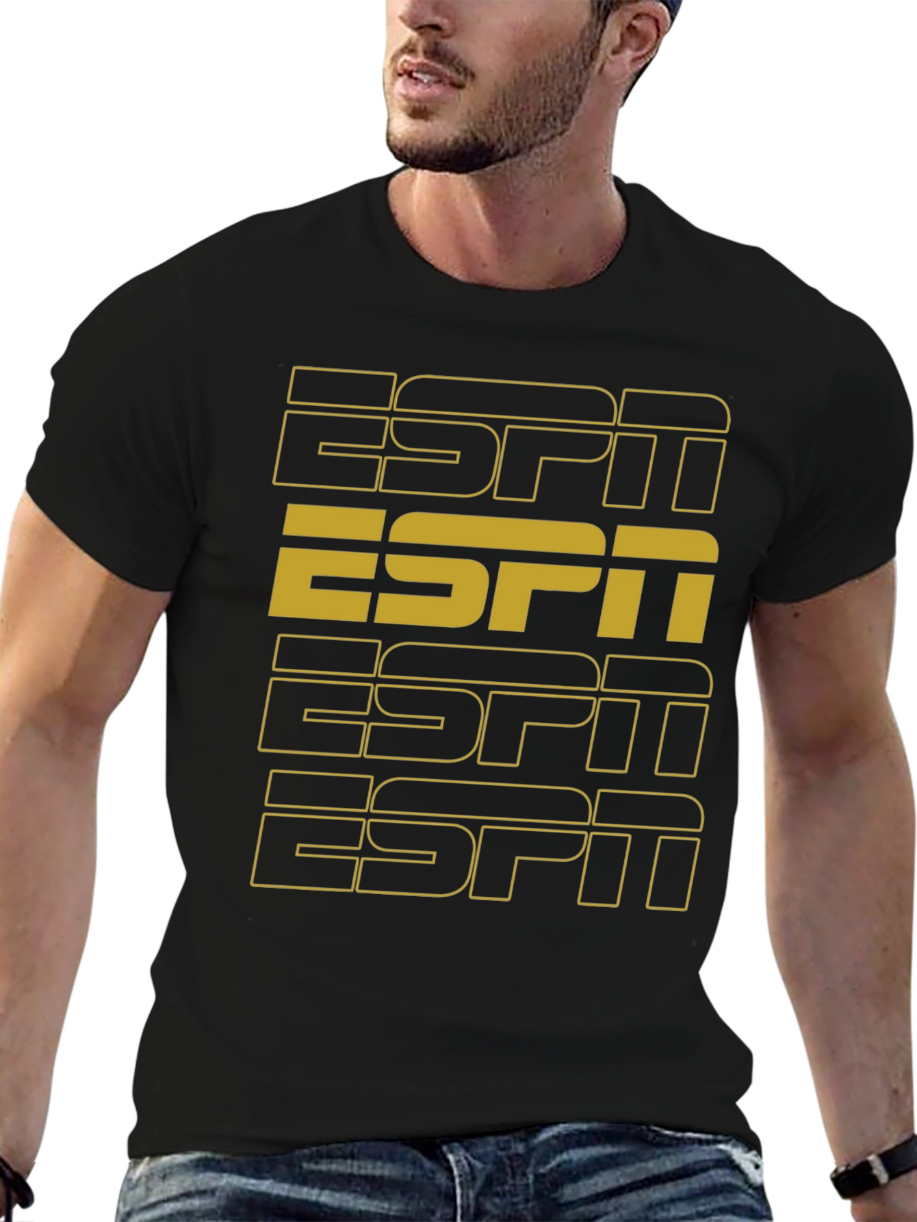 Black Retro ESPN Black T-Shirt view 6