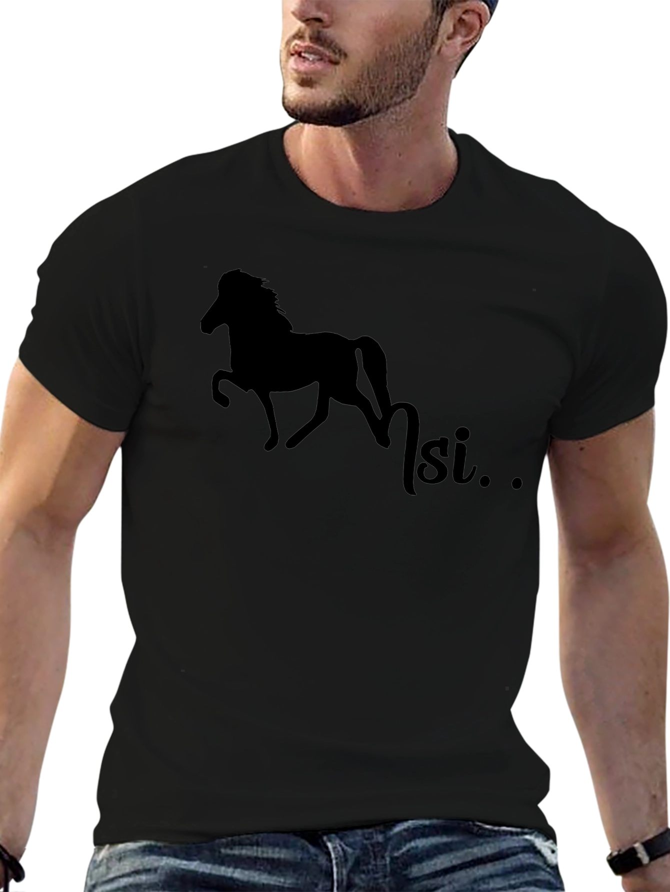Black Silhouette Horse T-Shirt - Equestrian Style view 6