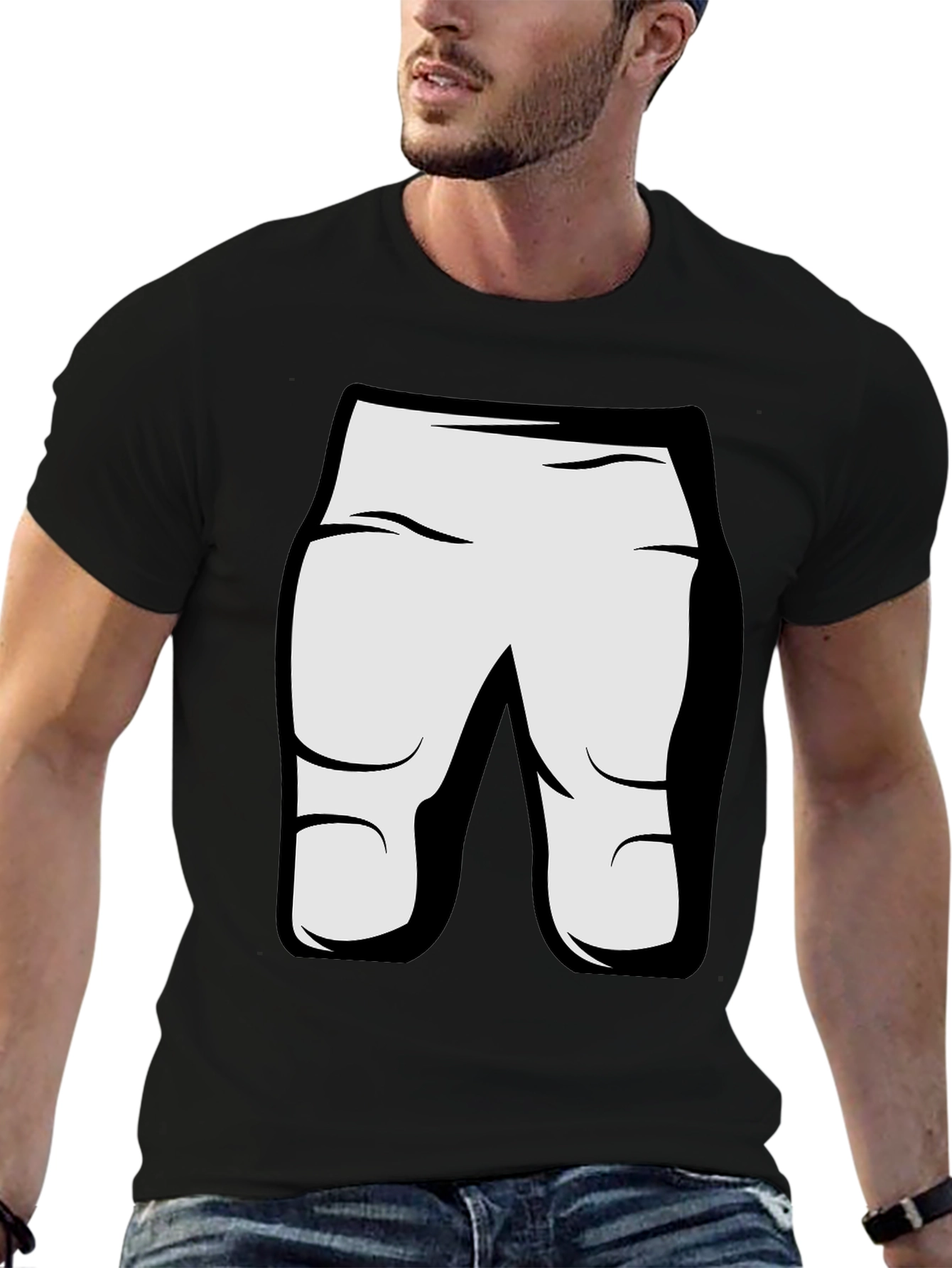 Black Funny Cartoon Character T-Shirt - Black view 6