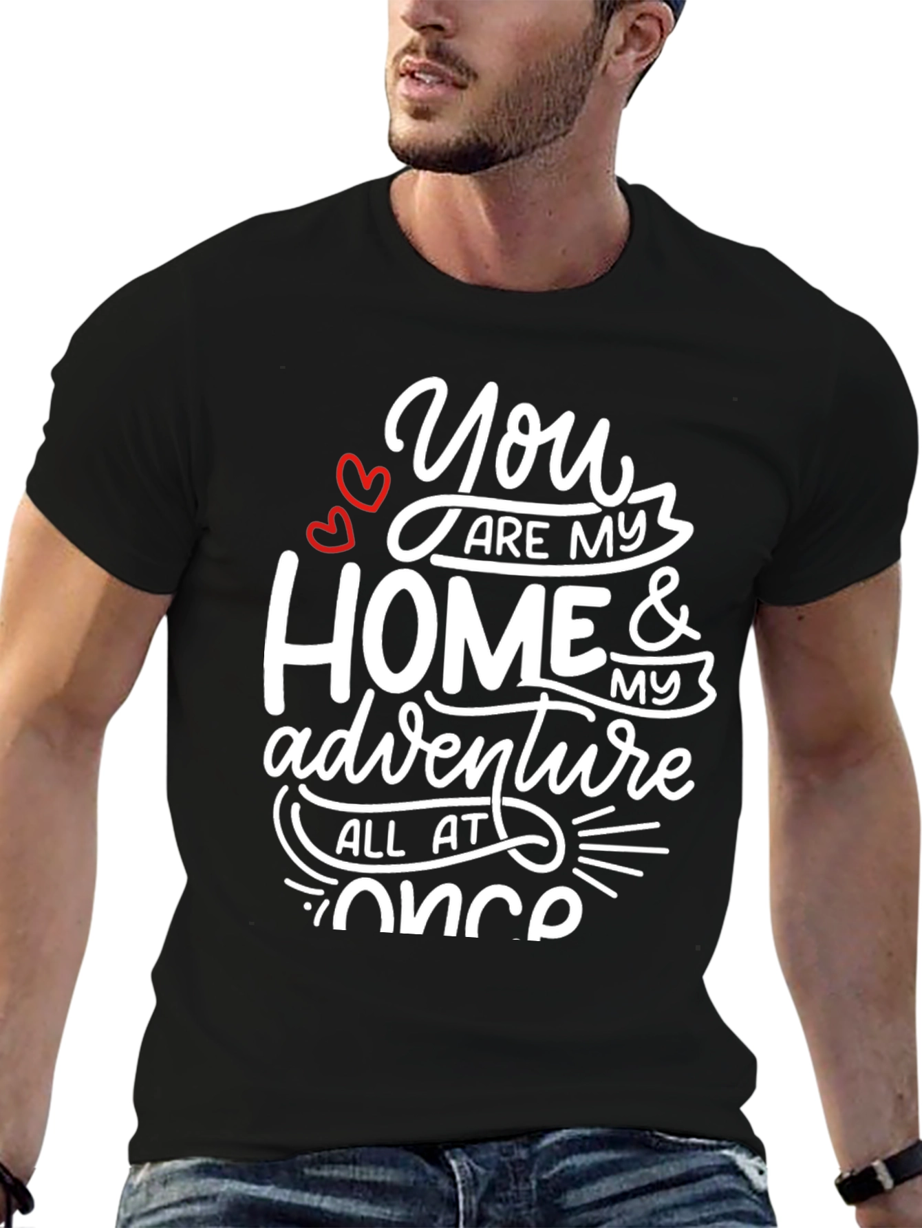 Black Romantic Graphic Tee - You Are My Home & Adventure view 6