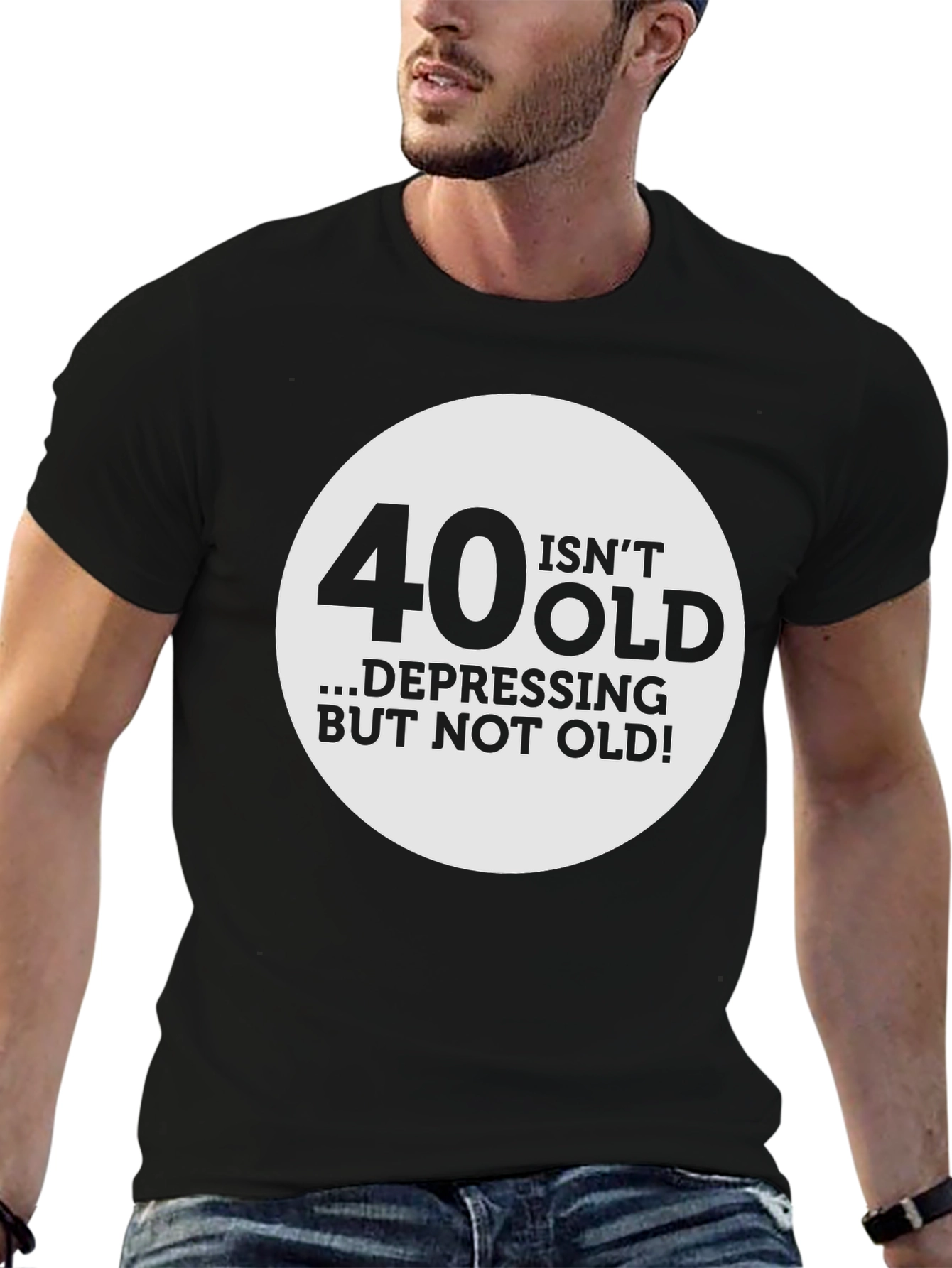 Black Funny 40th Birthday T-Shirt - Not Old! view 6