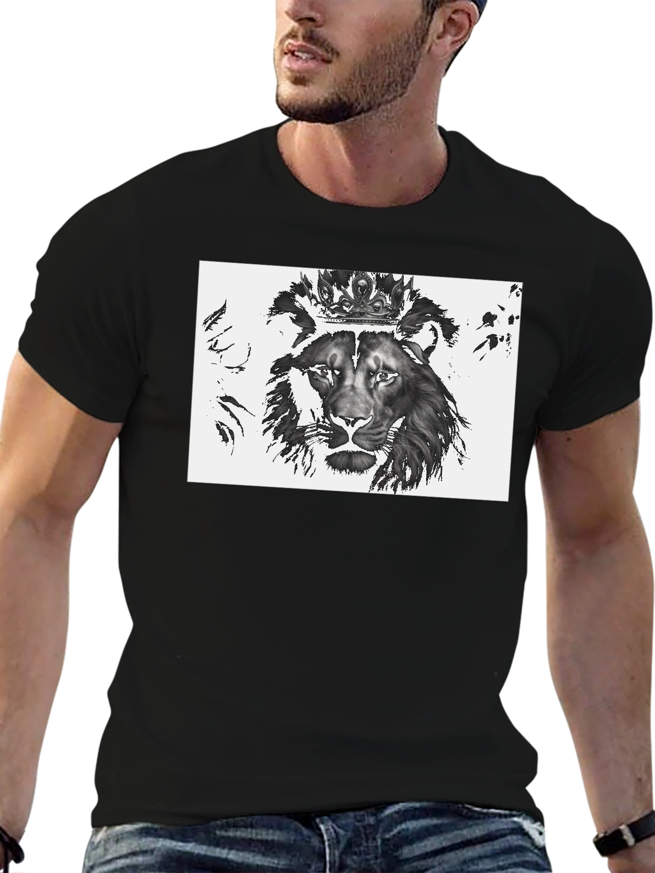 Black Lion King Graphic Tee - Black Cotton Blend view 6