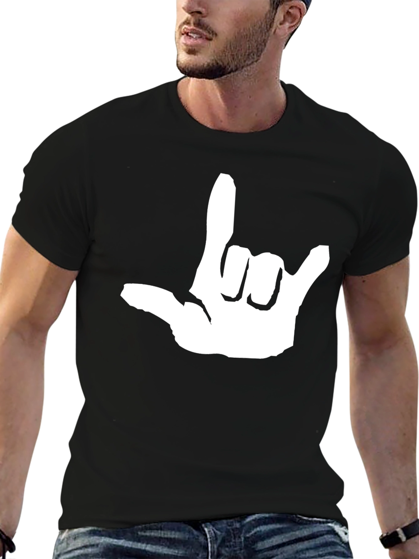 Black I Love You Hand Sign Graphic Tee - Black view 6