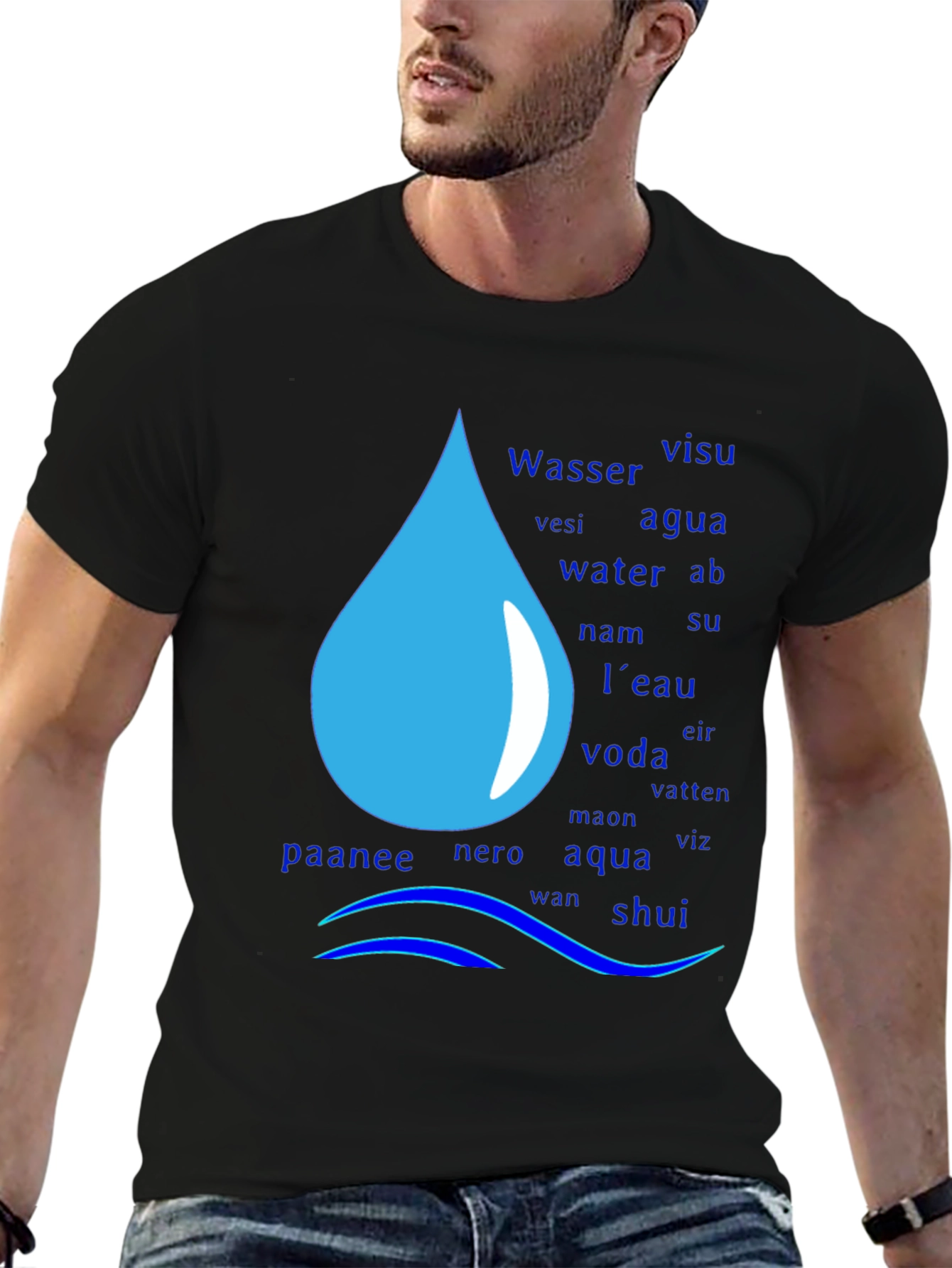 Multilingual Water Drop T-Shirt - 6
